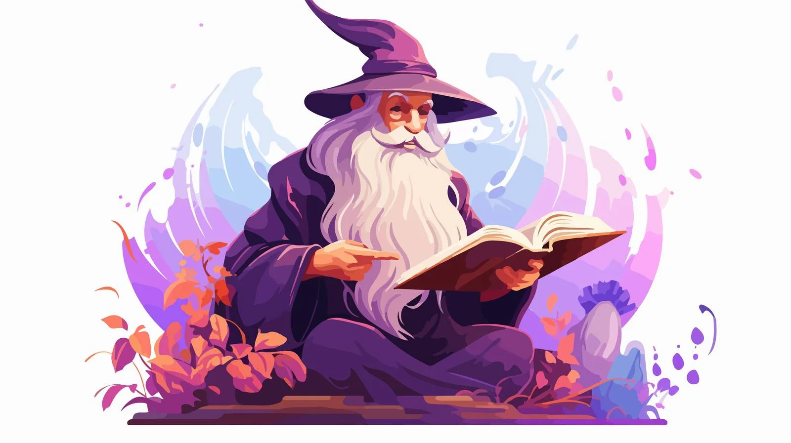 Enchanting Fairy Magician with Ancient Spellbook — free download from Dotvec