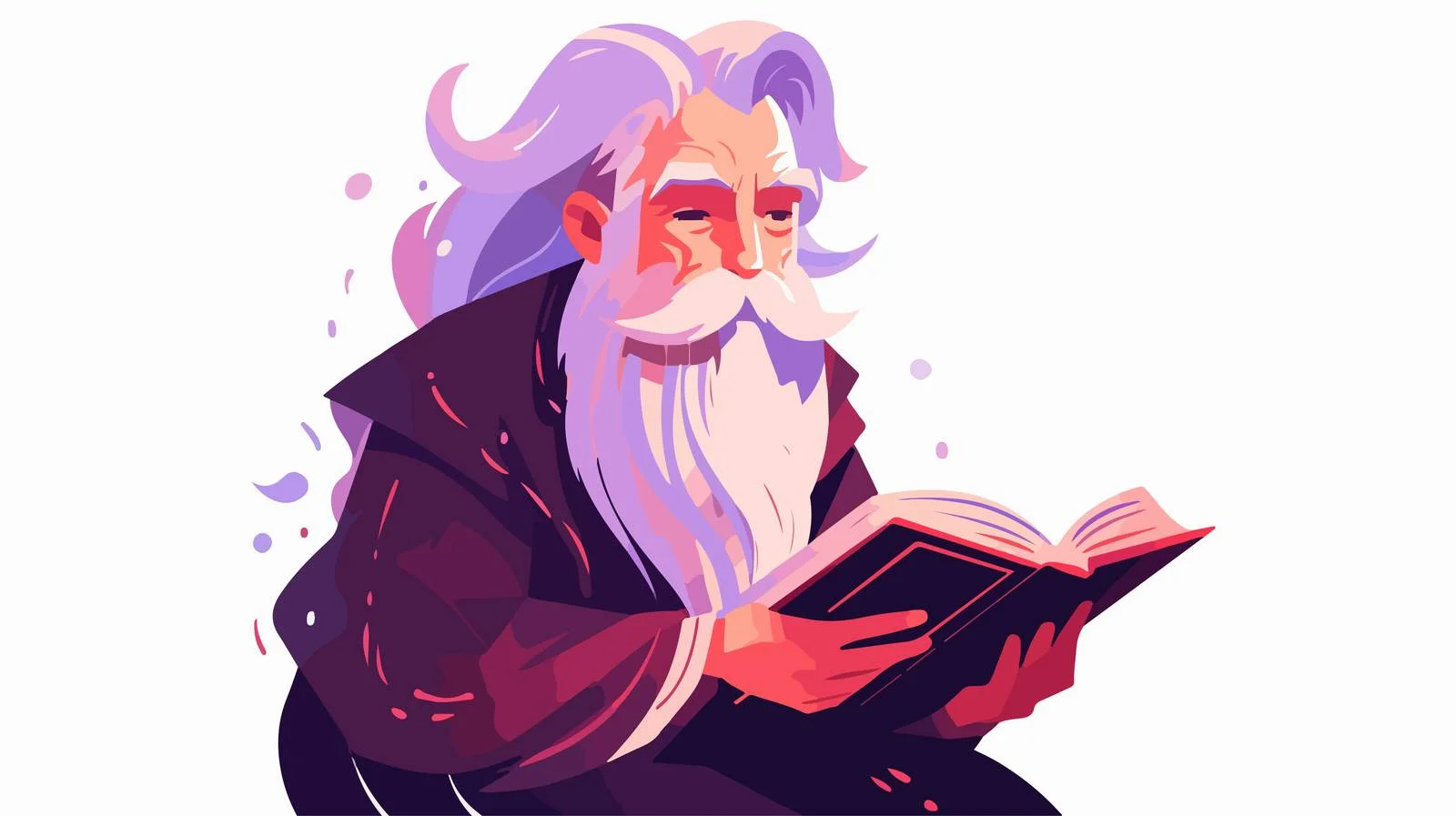 Enchanted Sorcerer Immersed in Ancient Spellbook — free download from Dotvec