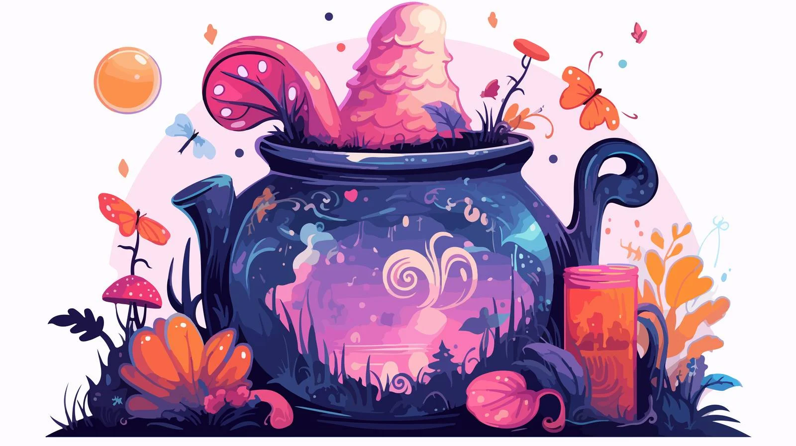 Enchanted Fairy Pot with Love Potion Decor — free download from Dotvec