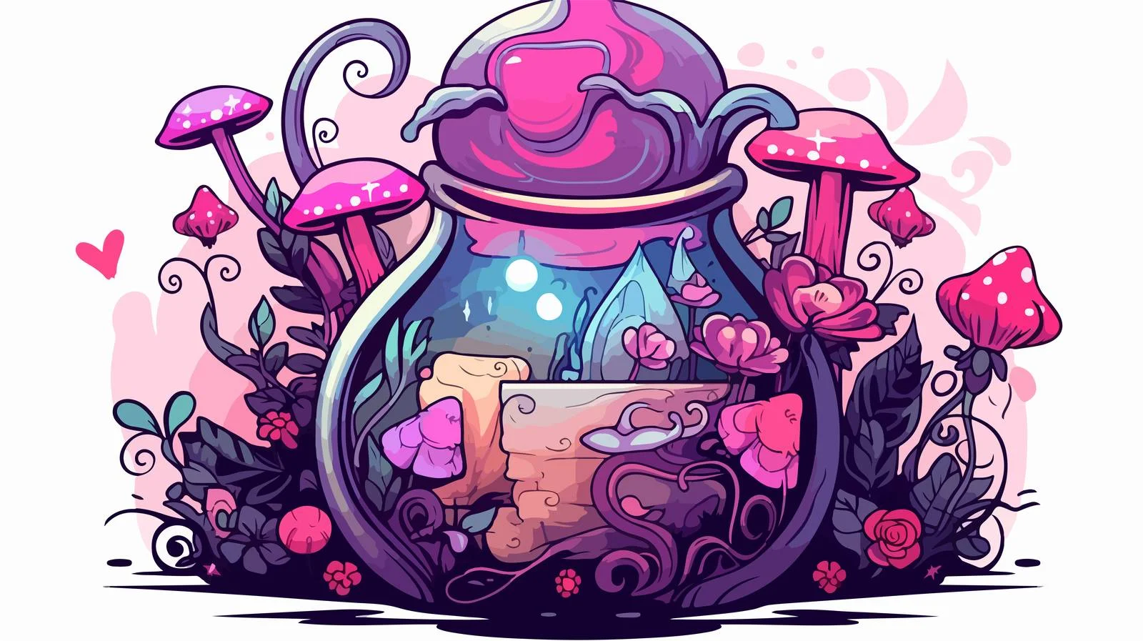 Enchanted vessel holding brewed affection elixir — free download from Dotvec