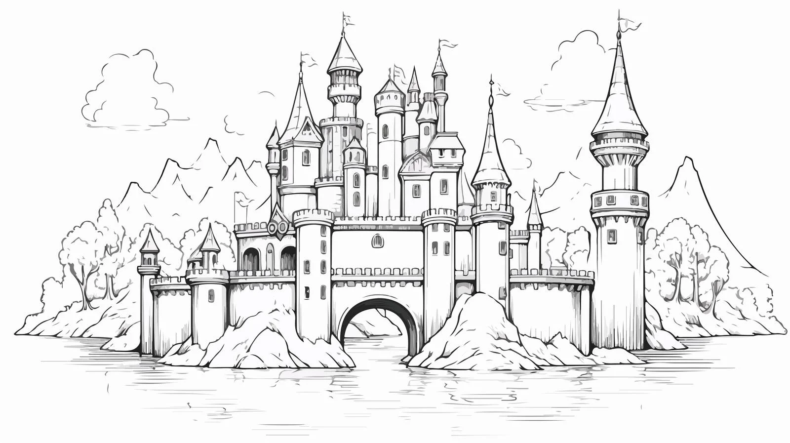 Hand-Drawn Fairy Tale Castle Illustration — free download from Dotvec