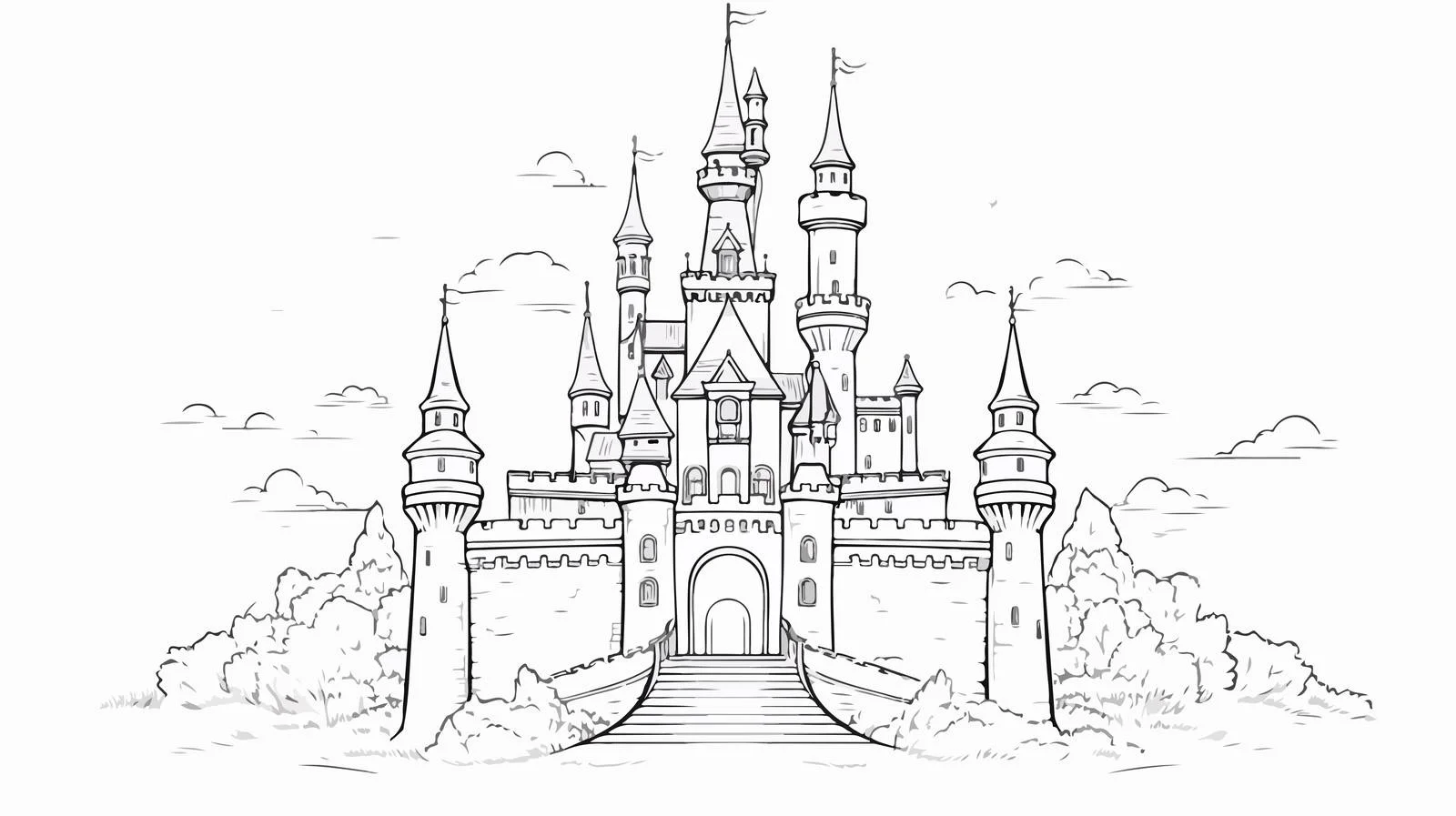 Fairy Tale Castle Sketch Illustration — free download from Dotvec