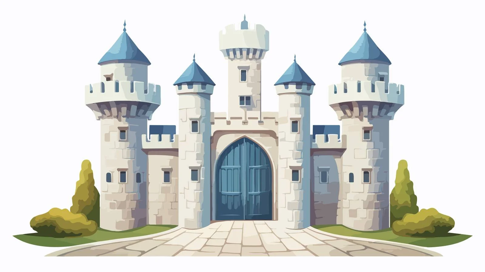 Enchanted medieval stronghold with distinctive towers — free download from Dotvec