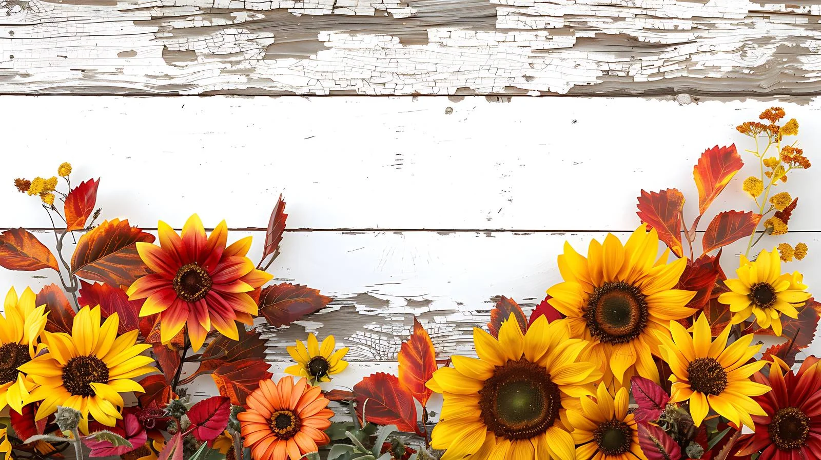 Rustic Fall Sunflower Border on Wood — free download from Dotvec