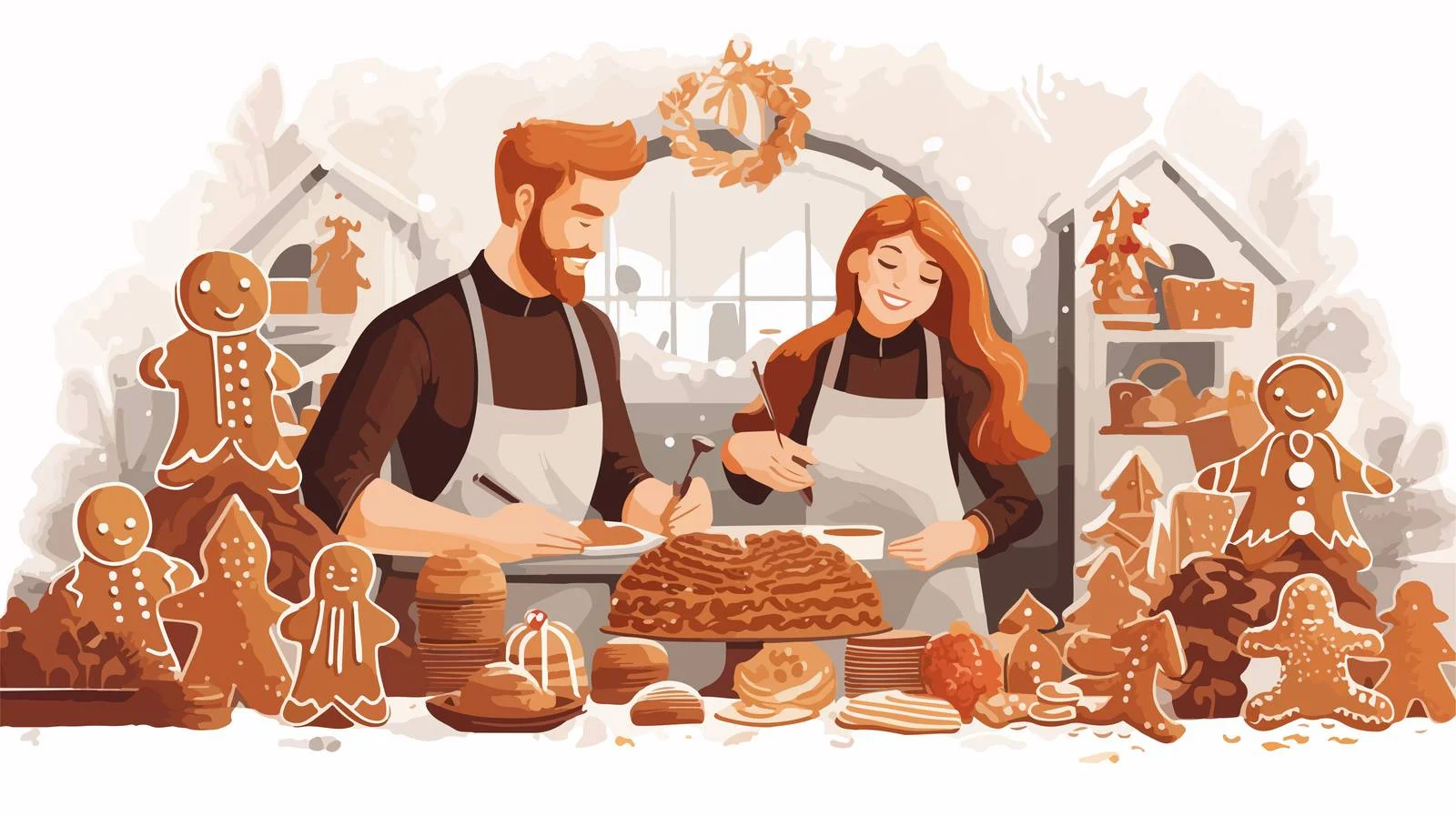 Festive Family Baking Gingerbread Cookies Together — free download from Dotvec
