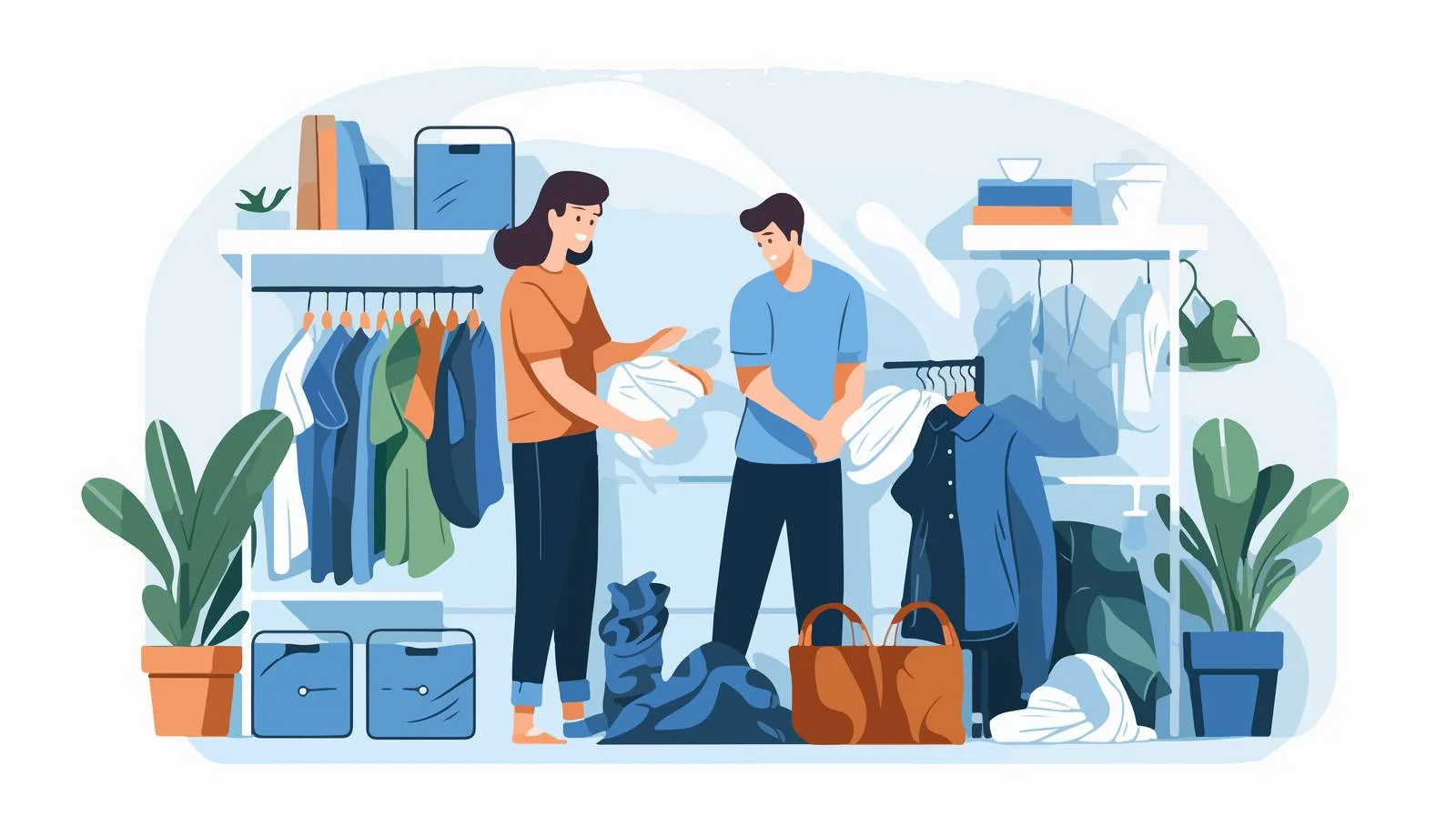 Household Couple Sorting and Folding Clothes — free download from Dotvec
