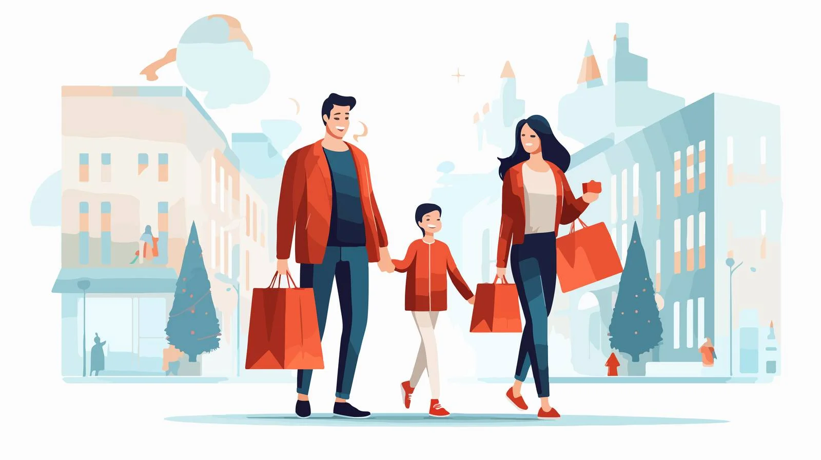 Festive Family Shopping with Christmas Gifts — free download from Dotvec