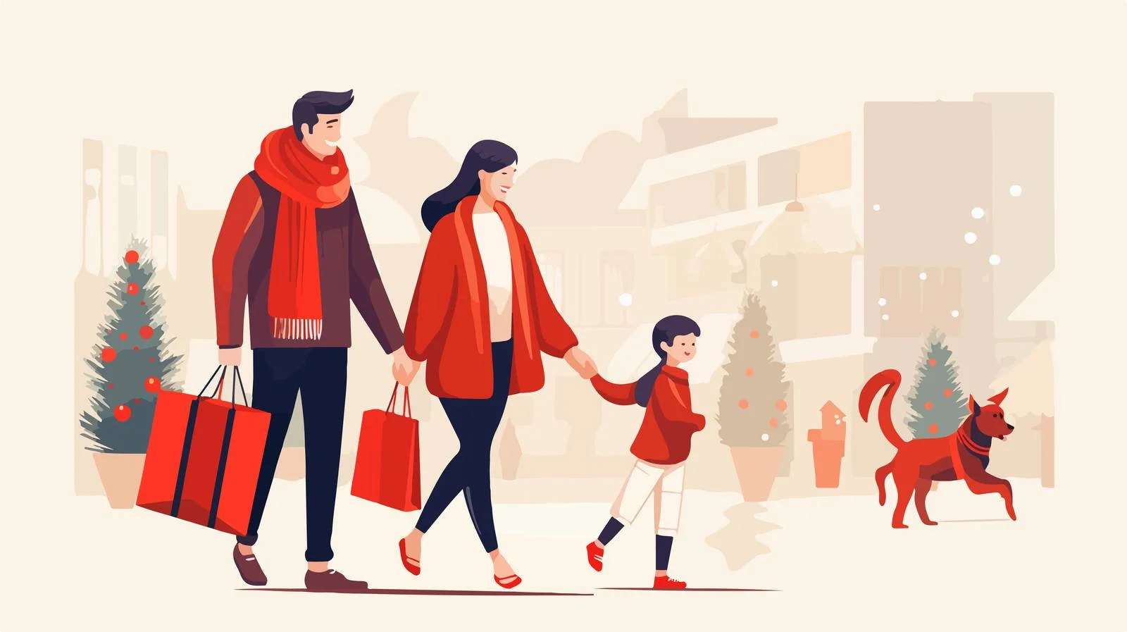 Festive Family Shopping with Christmas Gifts — free download from Dotvec