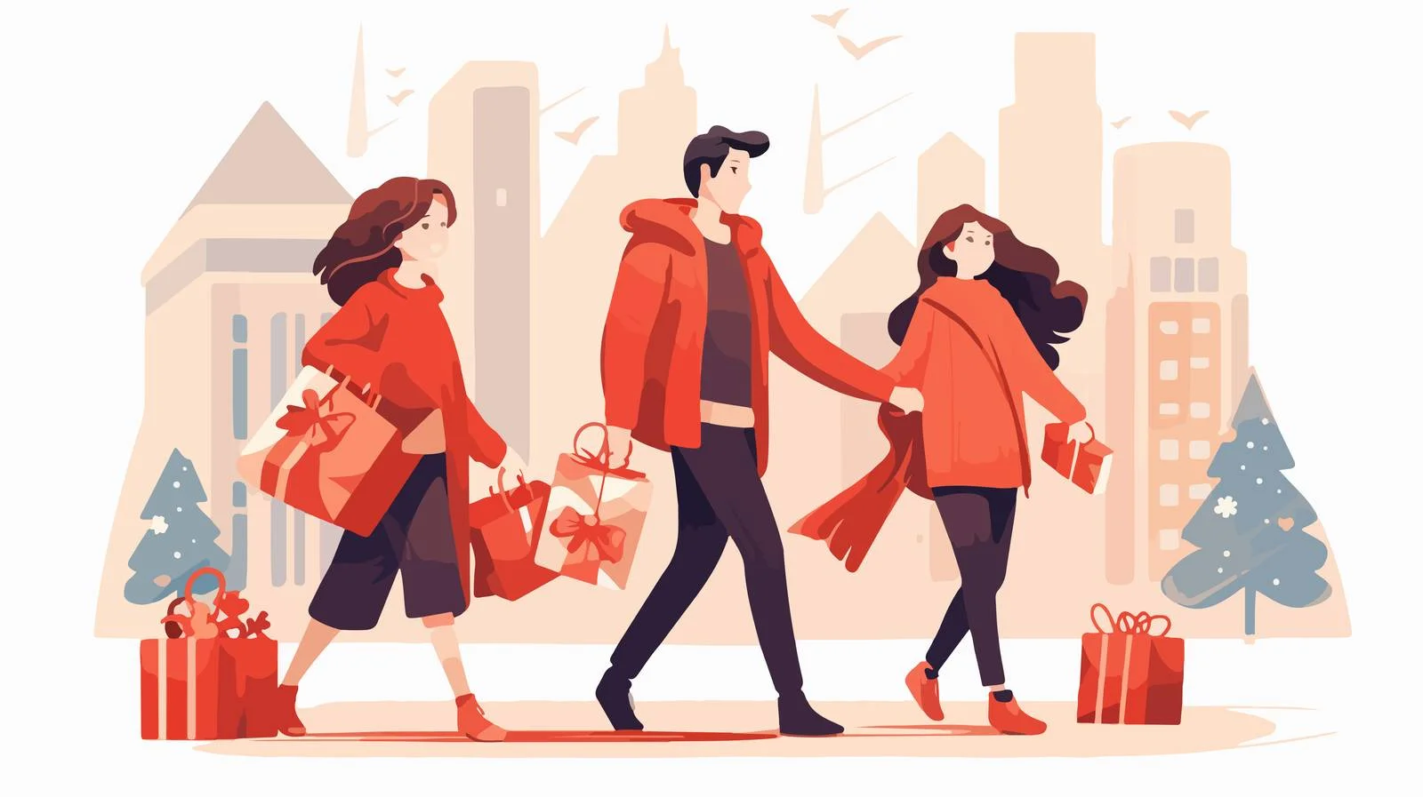 Festive Family Shopping with Christmas Gifts — free download from Dotvec