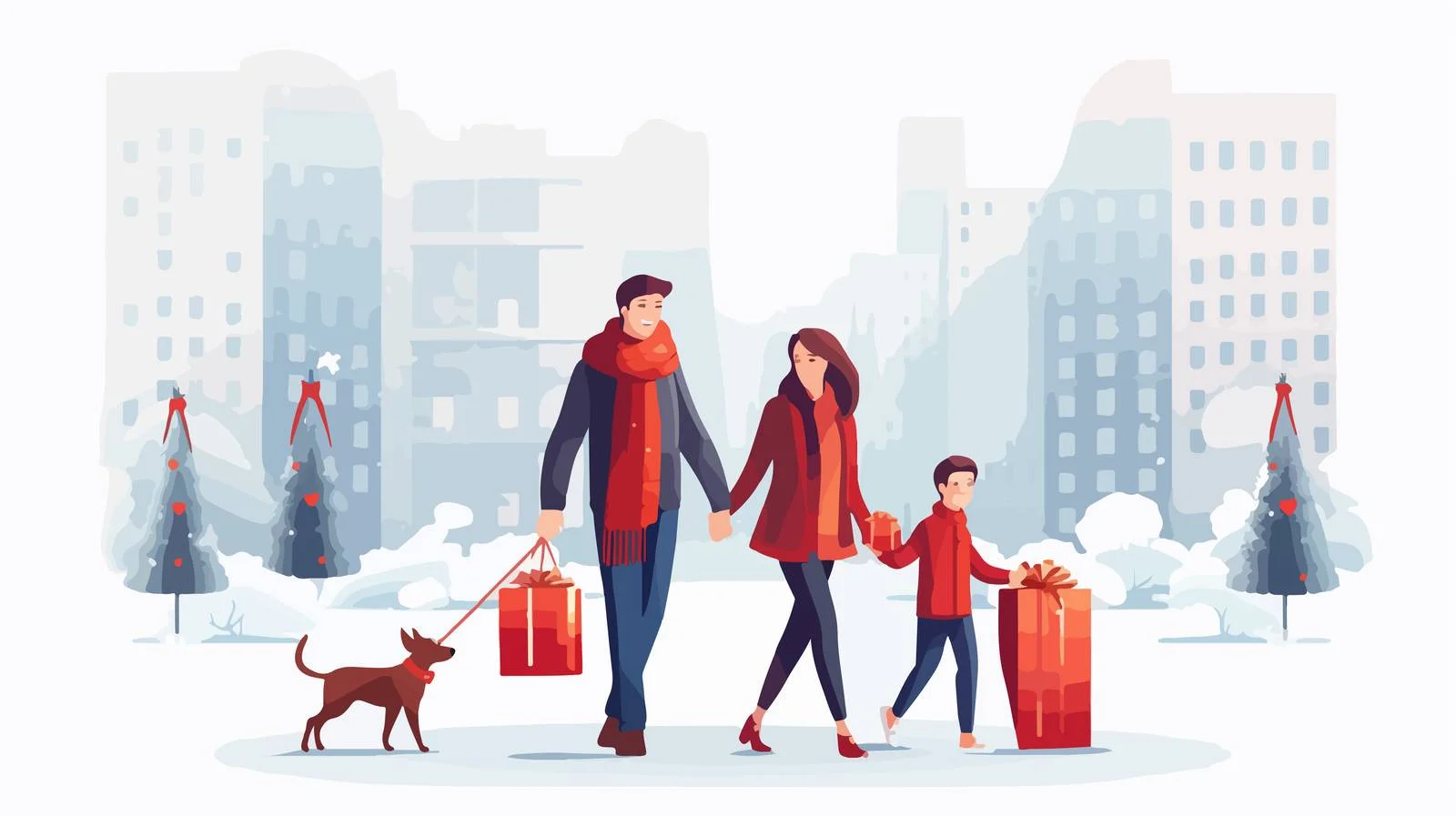 Festive Family Shopping with Christmas Gifts — free download from Dotvec