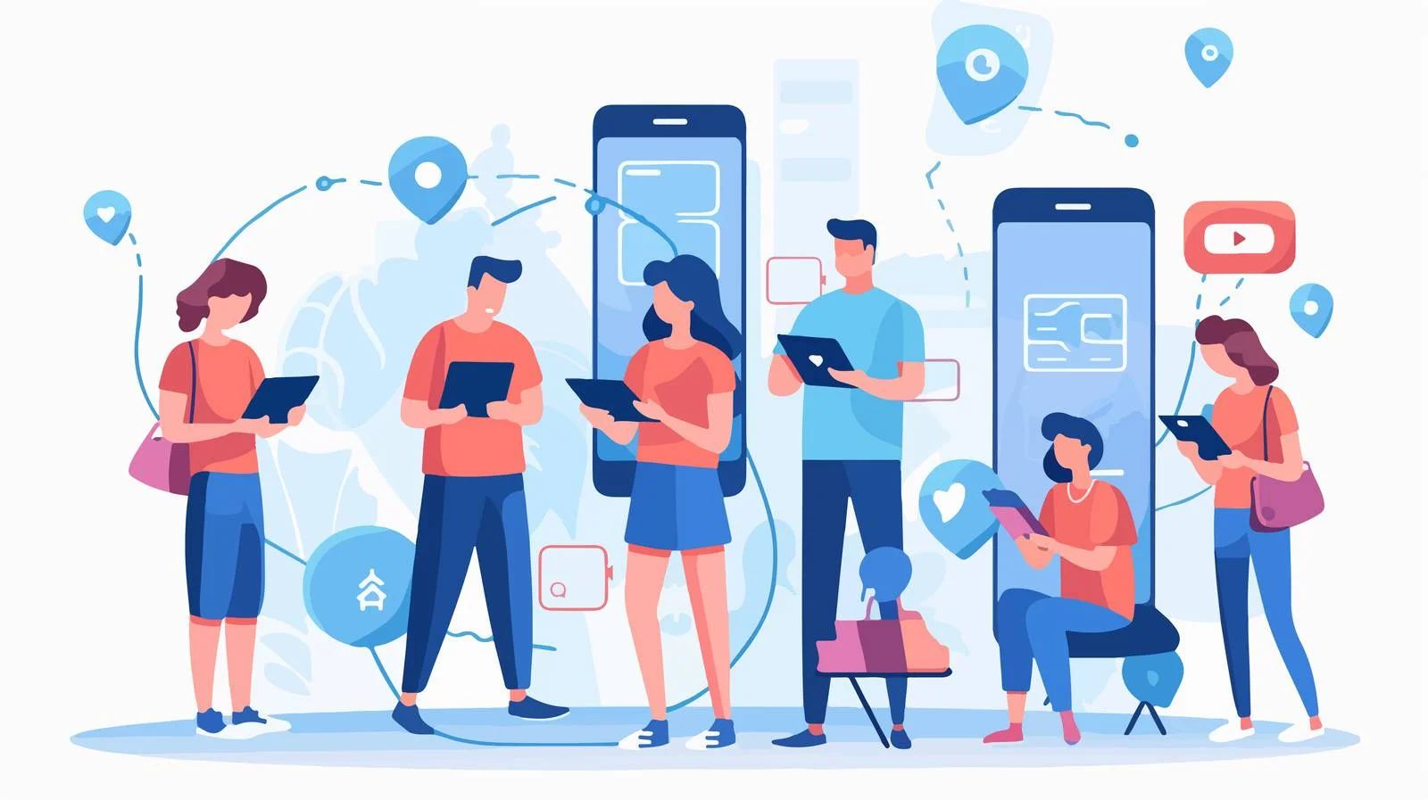 Modern family struggling with excessive screen time — free download from Dotvec