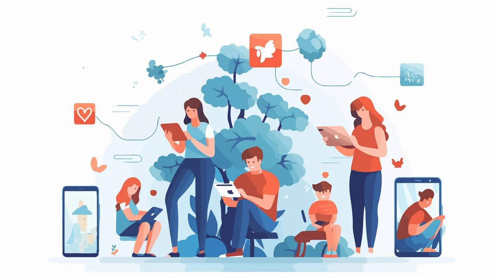 Addressing Family Technology Overuse Concerns Illustration — free download from Dotvec