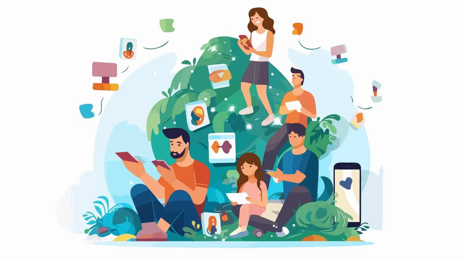 Digital Device Overuse in Families Vector — free download from Dotvec