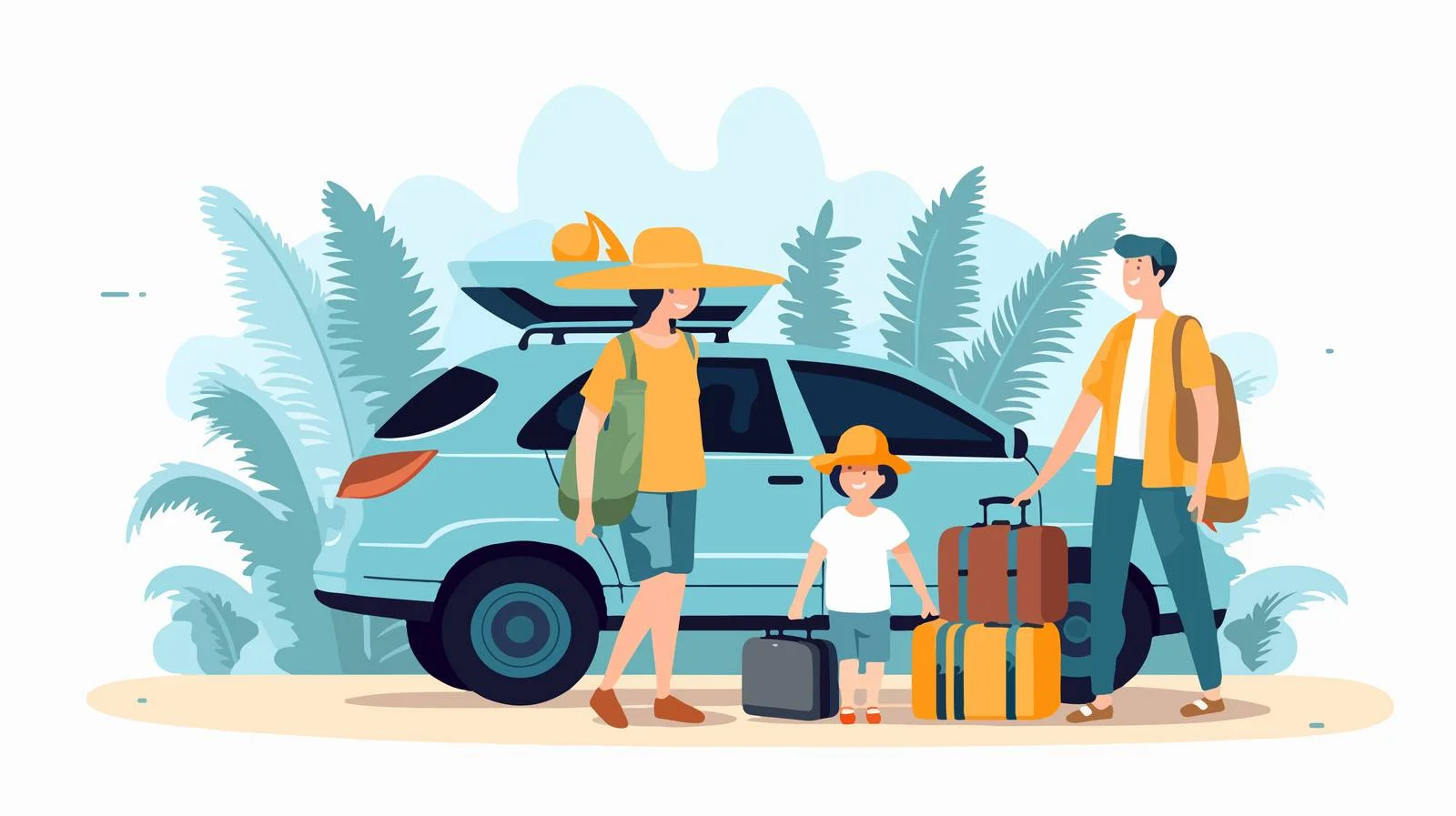 Family Preparing for Trip with Loaded Car — free download from Dotvec
