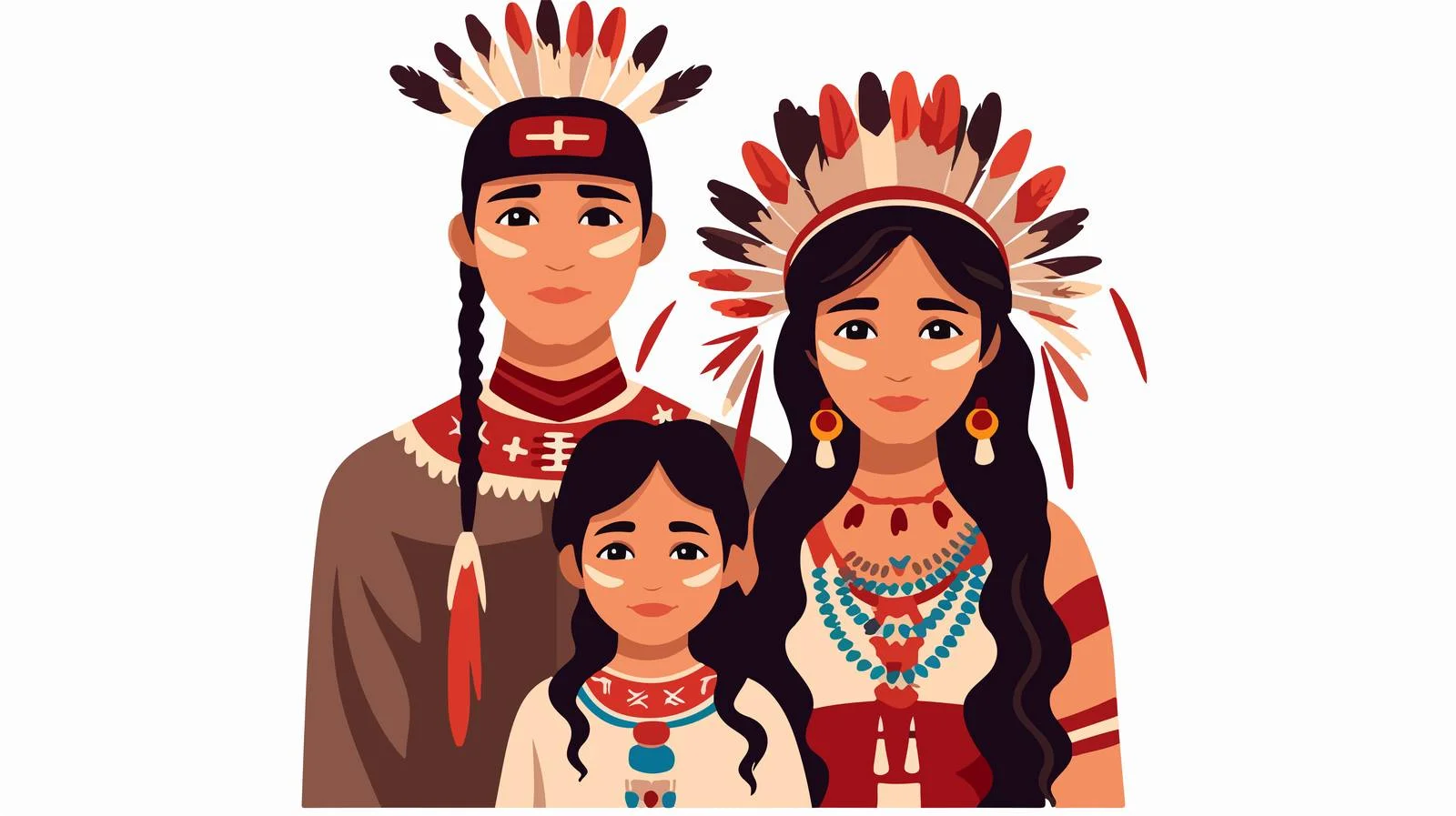 American Indian Family: Parents and Daughter — free download from Dotvec