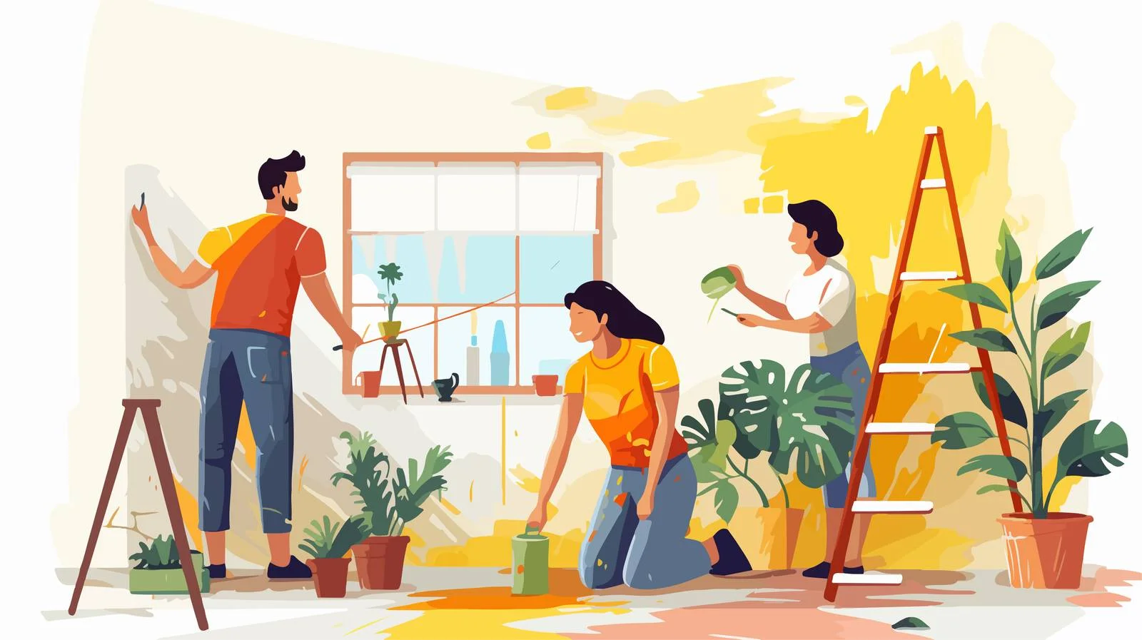 Family united in repairing home diligently — free download from Dotvec