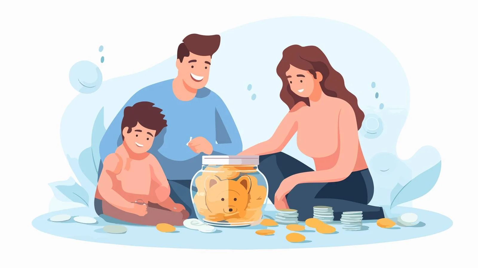 Frugal Family Collecting Savings Together — free download from Dotvec