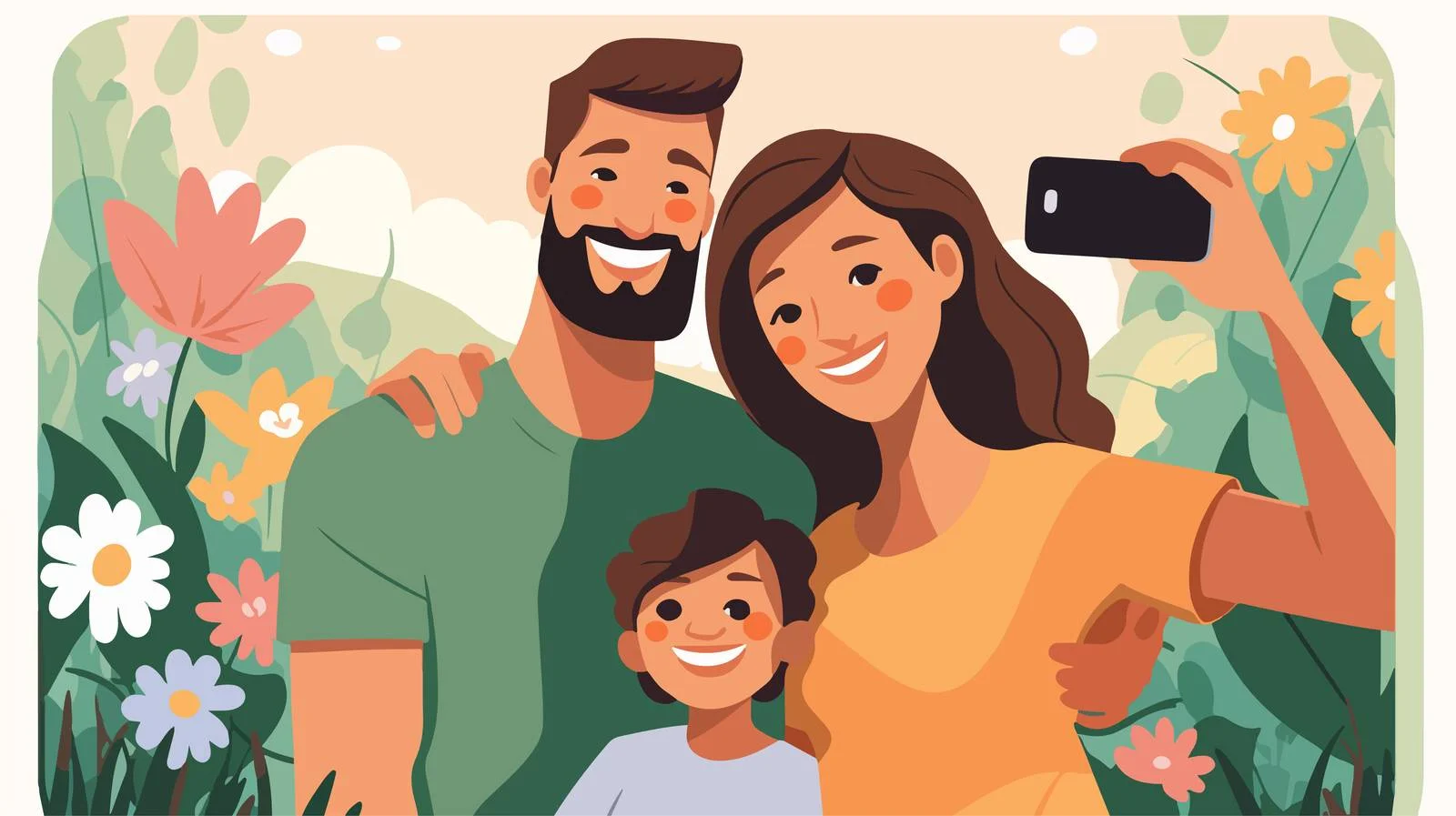 Family Selfie: Parents with Child Portrait — free download from Dotvec