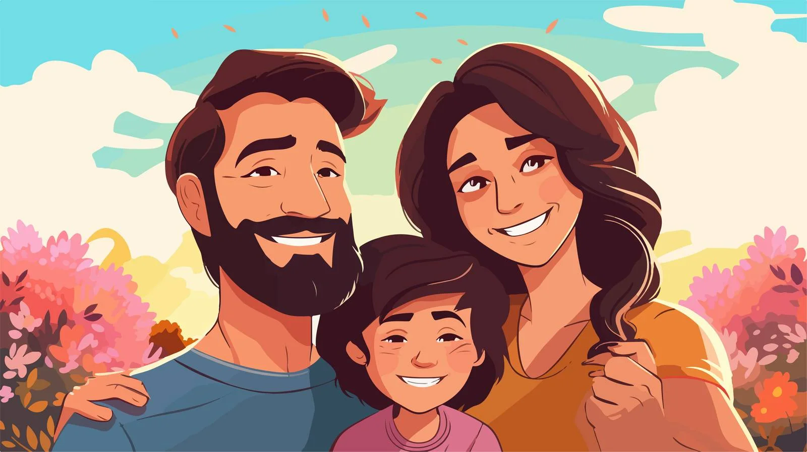 Lovely Family Selfie: Parents and Child — free download from Dotvec