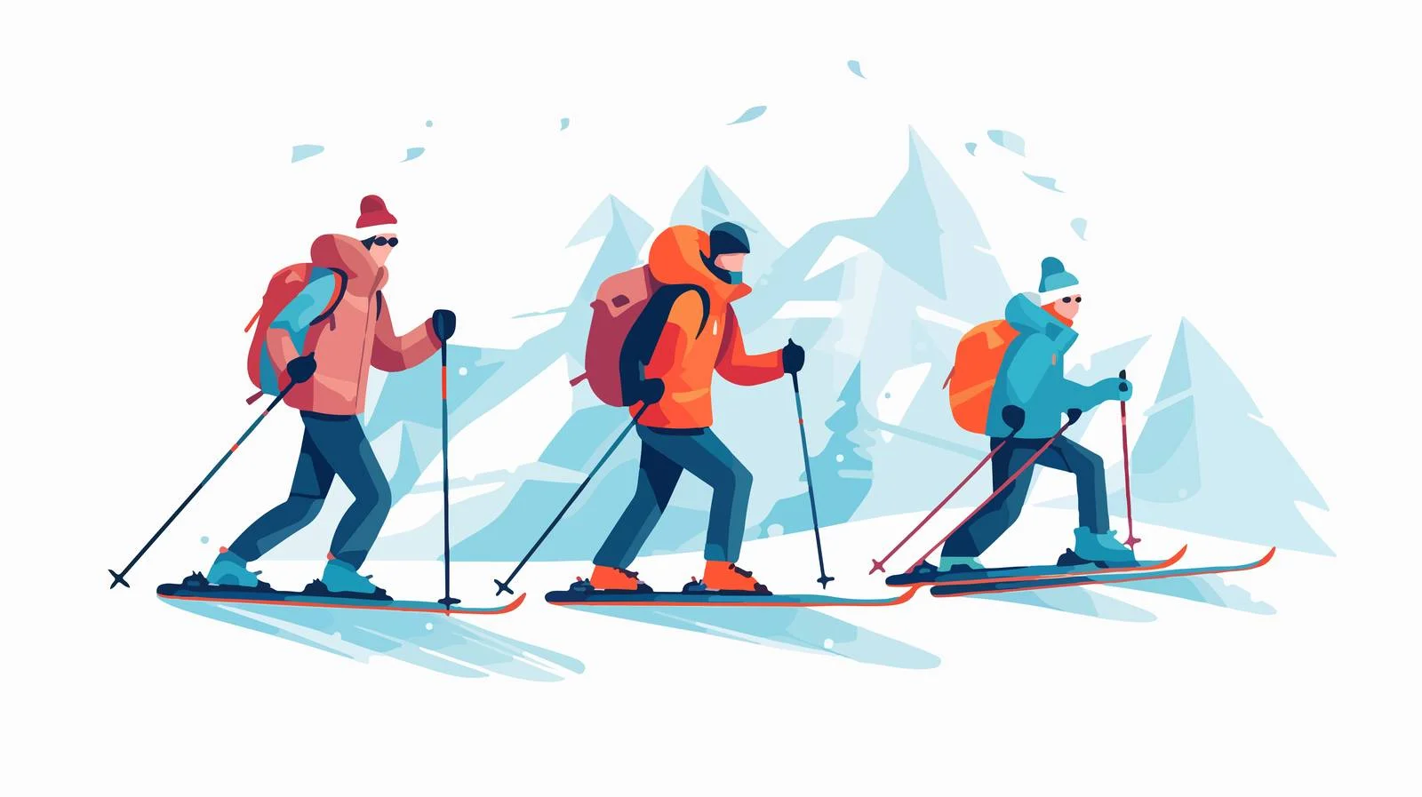 Family enjoying ski trip in flat vector — free download from Dotvec