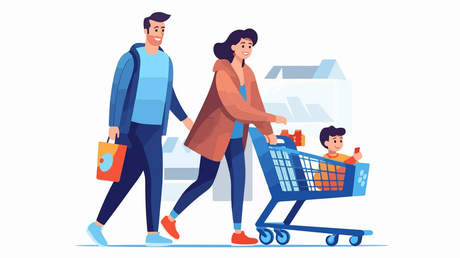 Family Shopping in Supermarket with Toddler — free download from Dotvec