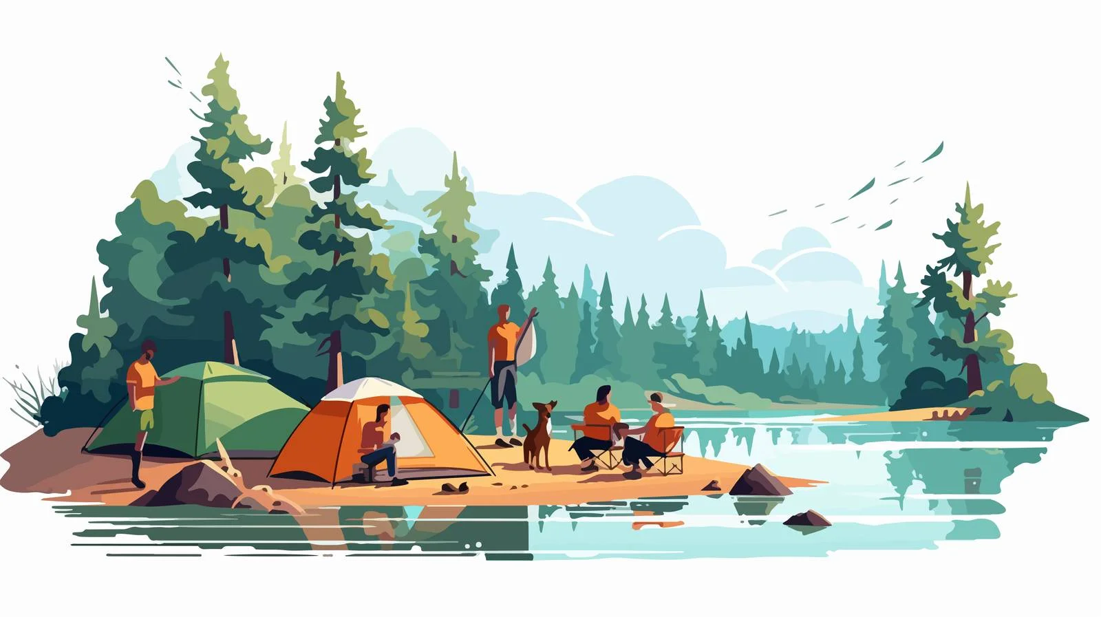 Serene Family Camping with Kids and Dog — free download from Dotvec
