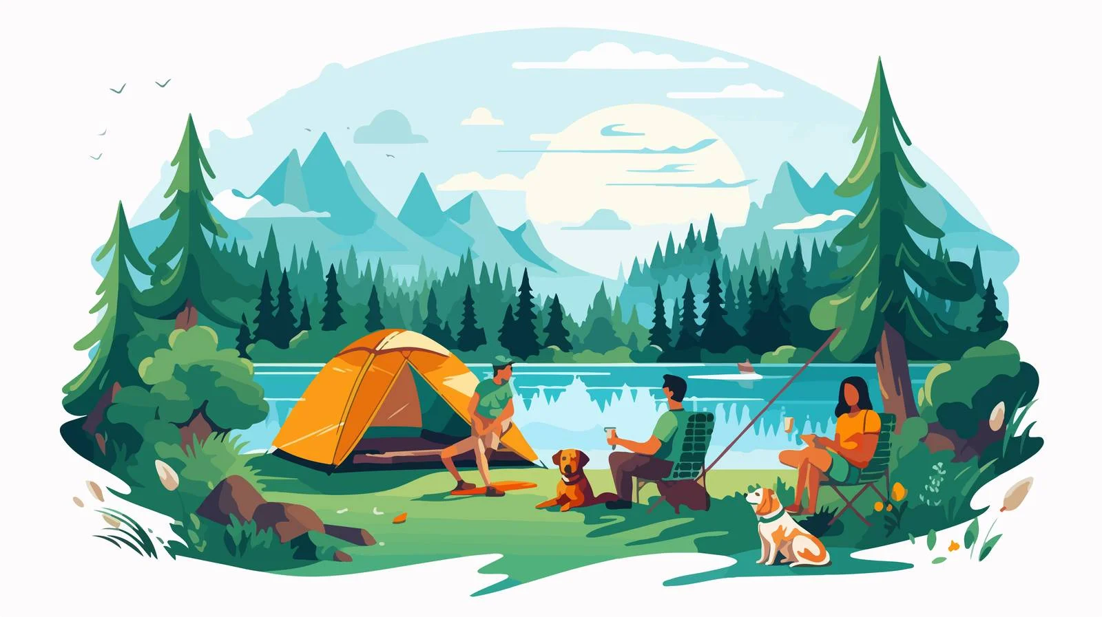 Serene Family Camping with Children and Pet — free download from Dotvec