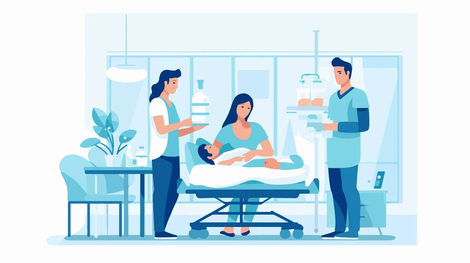 Happy Family with Newborn in Hospital — free download from Dotvec