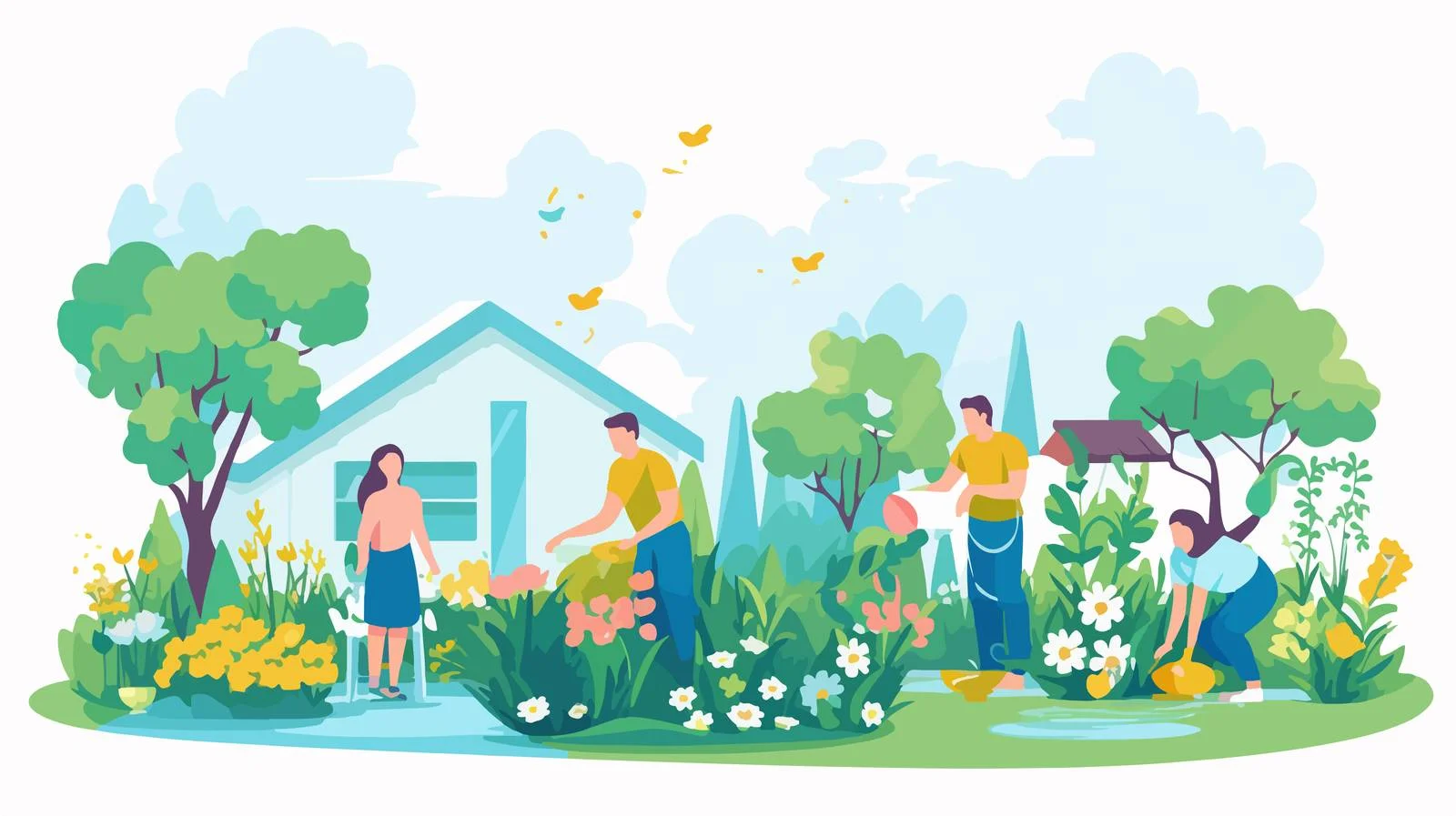 Family Gardening at Home in Backyard — free download from Dotvec