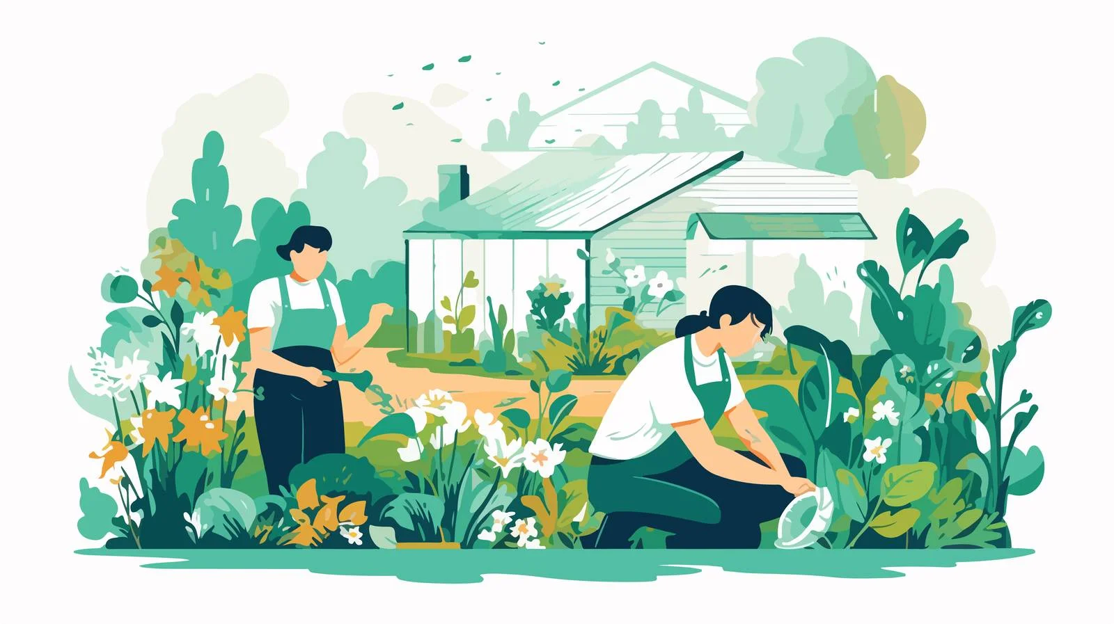 Family gardening in backyard at home — free download from Dotvec