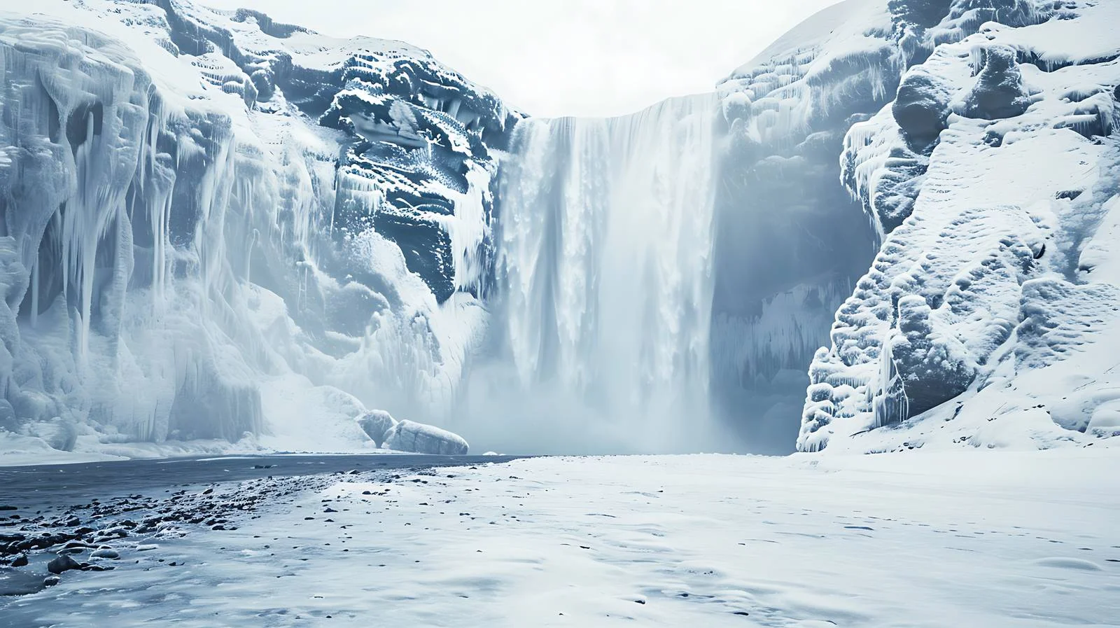 Majestic Seljalandsfoss Waterfall in Icelandic Winter — free download from Dotvec