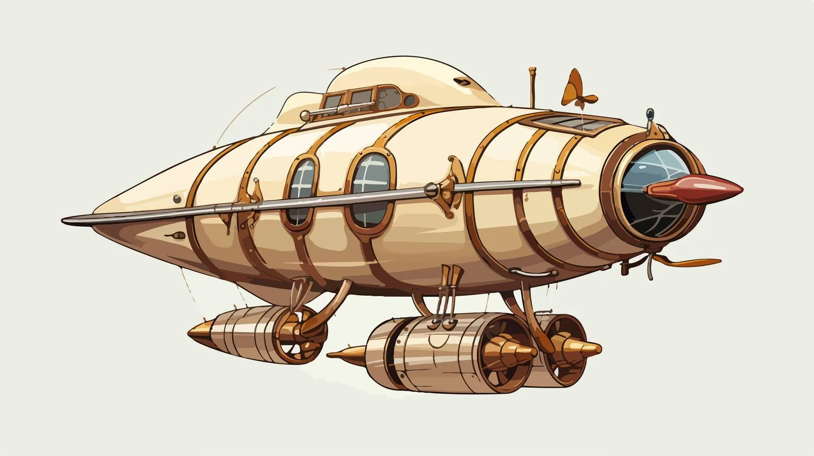 Steampunk Airship Figure on Beige Background — free download from Dotvec