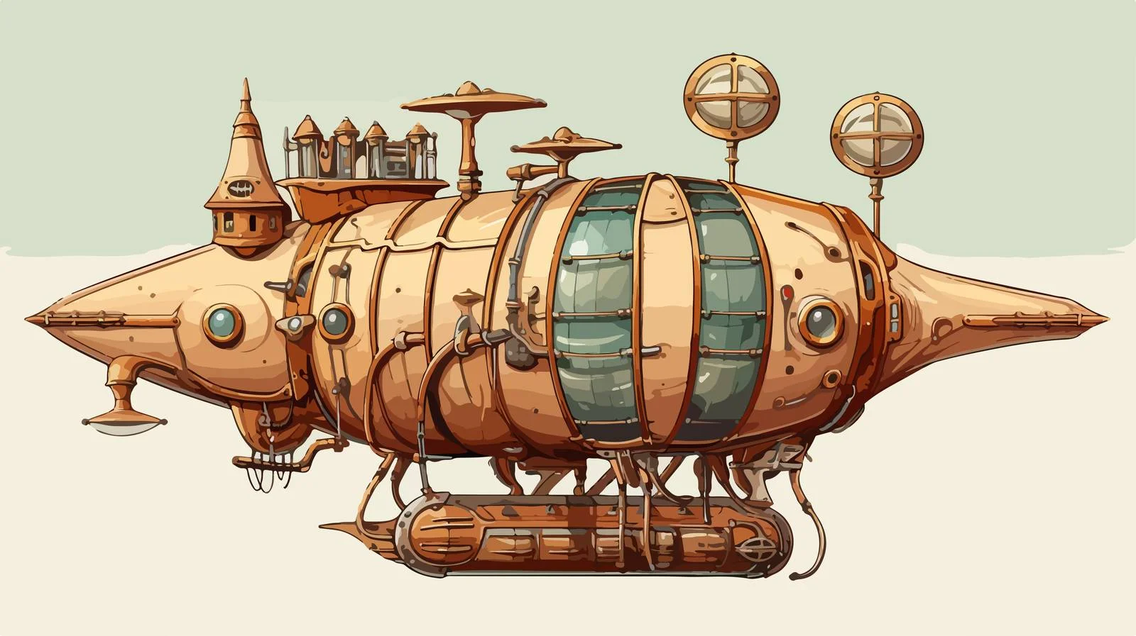 Steampunk Airship Figure Beige Isolated — free download from Dotvec