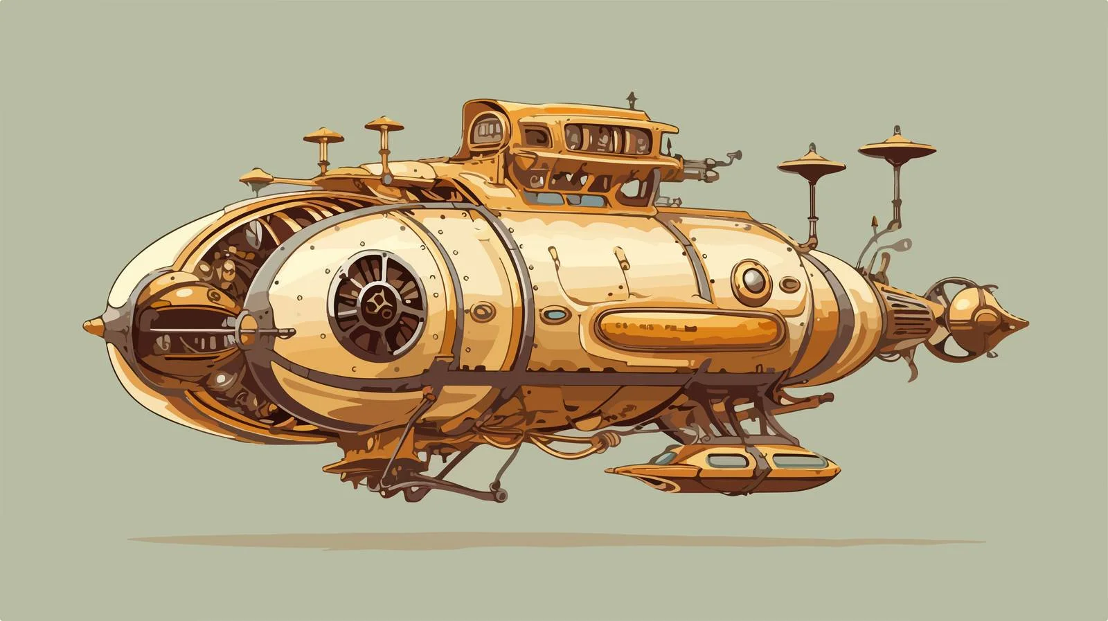 Steampunk Airship Figure Isolated on Beige — free download from Dotvec