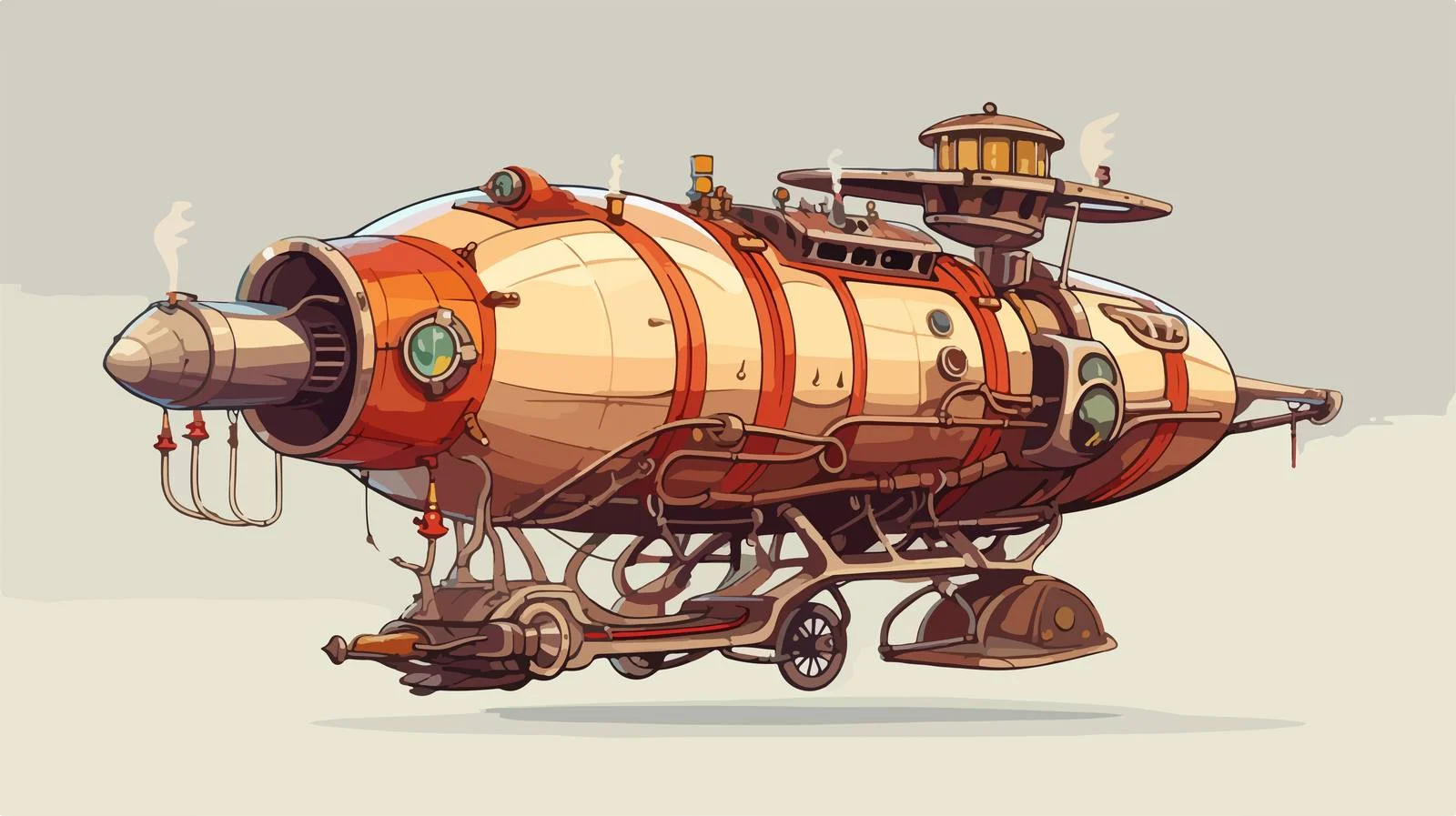 Fantastic Steampunk Airship Figure on Beige — free download from Dotvec