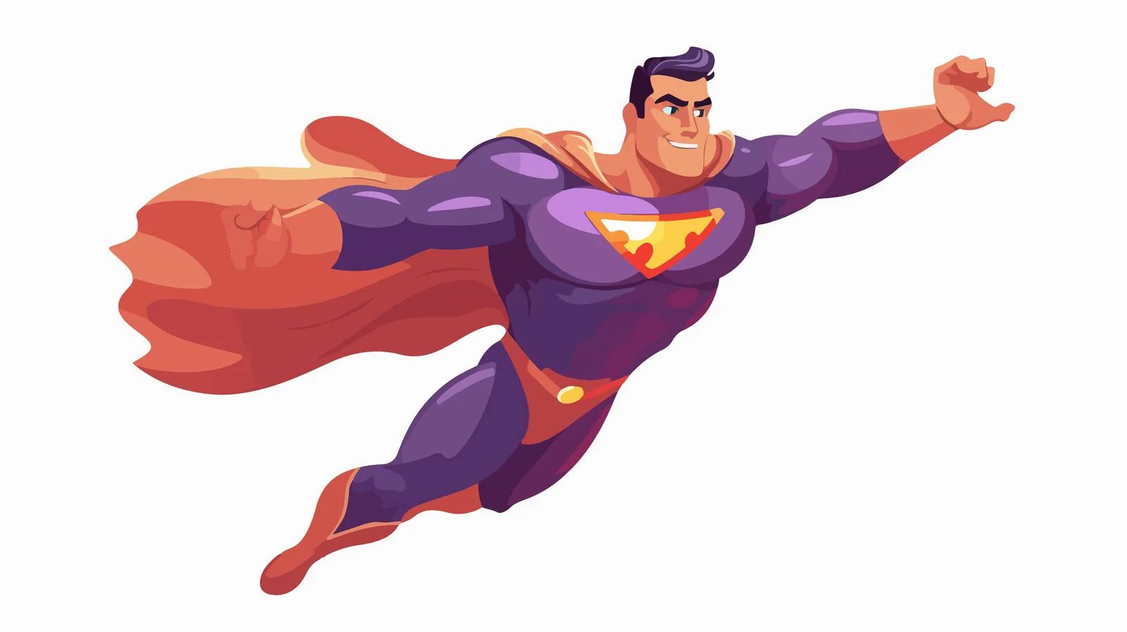 Majestic superhero soaring with powerful physique — free download from Dotvec
