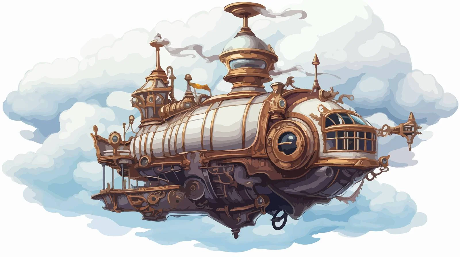 Fantasy Airship Steampunk Style Flying — free download from Dotvec
