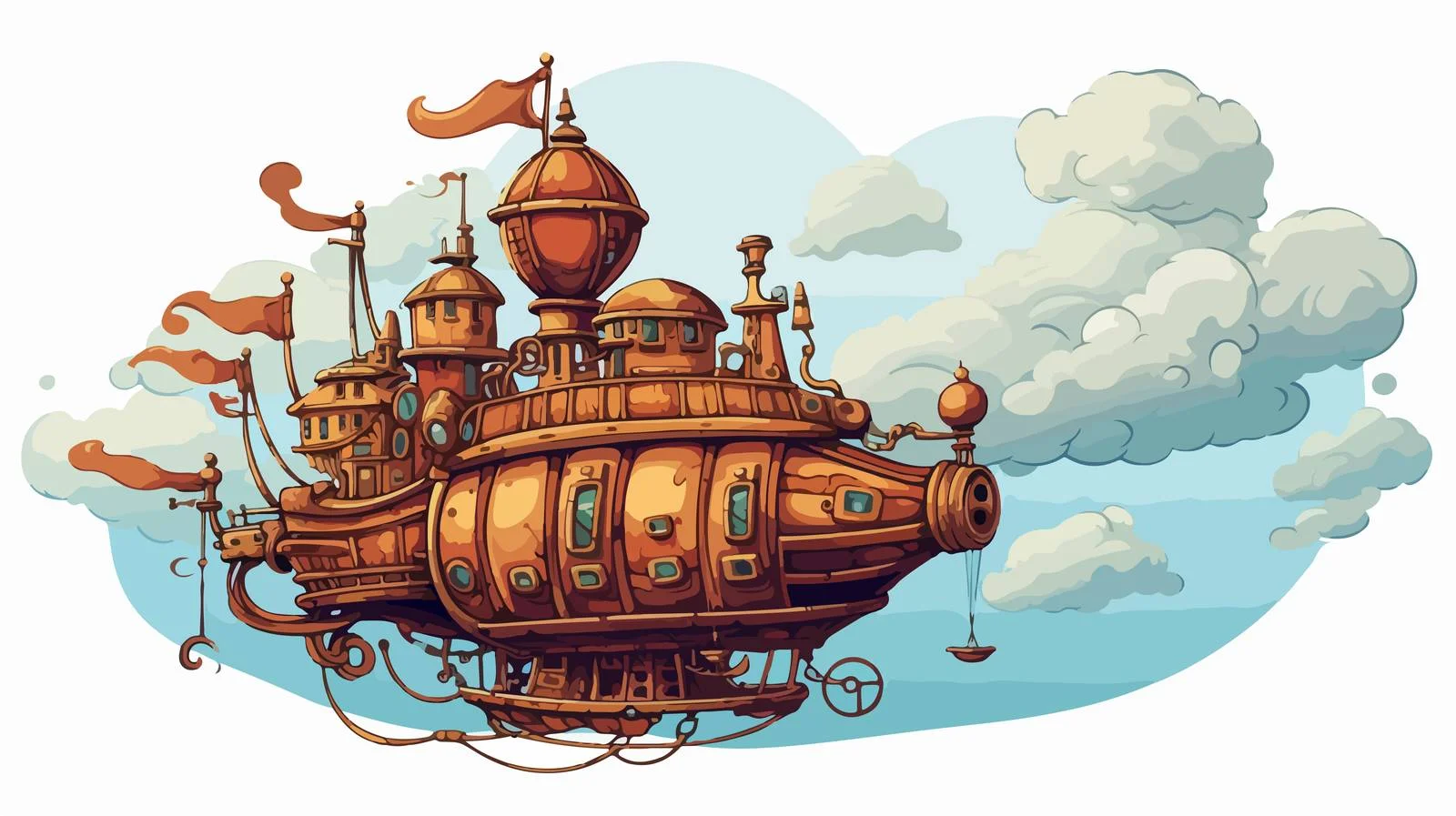 Fantasy Steampunk Airship Flying — free download from Dotvec