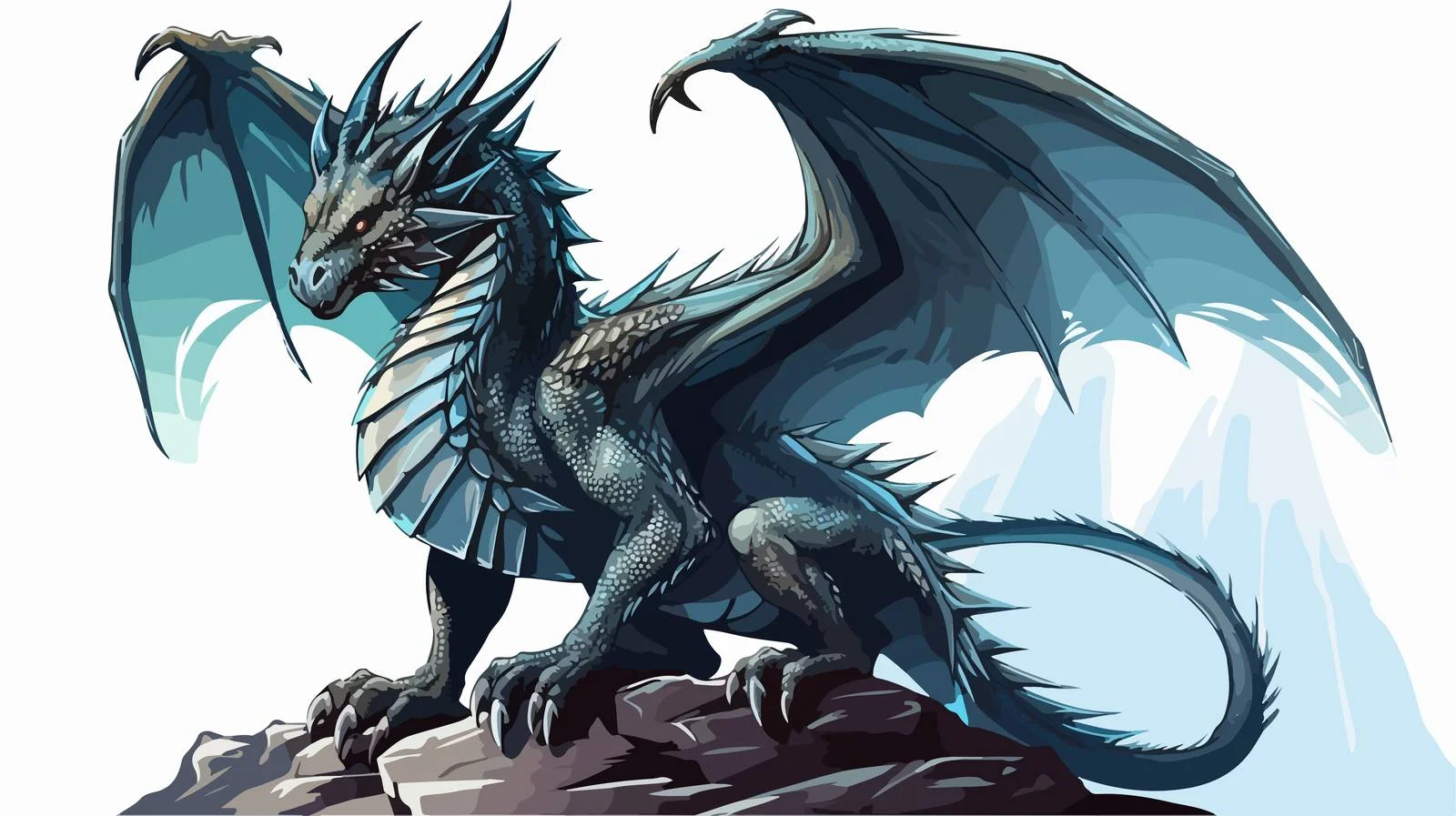 Fantasy Dragon Sitting Sketch Illustration — free download from Dotvec