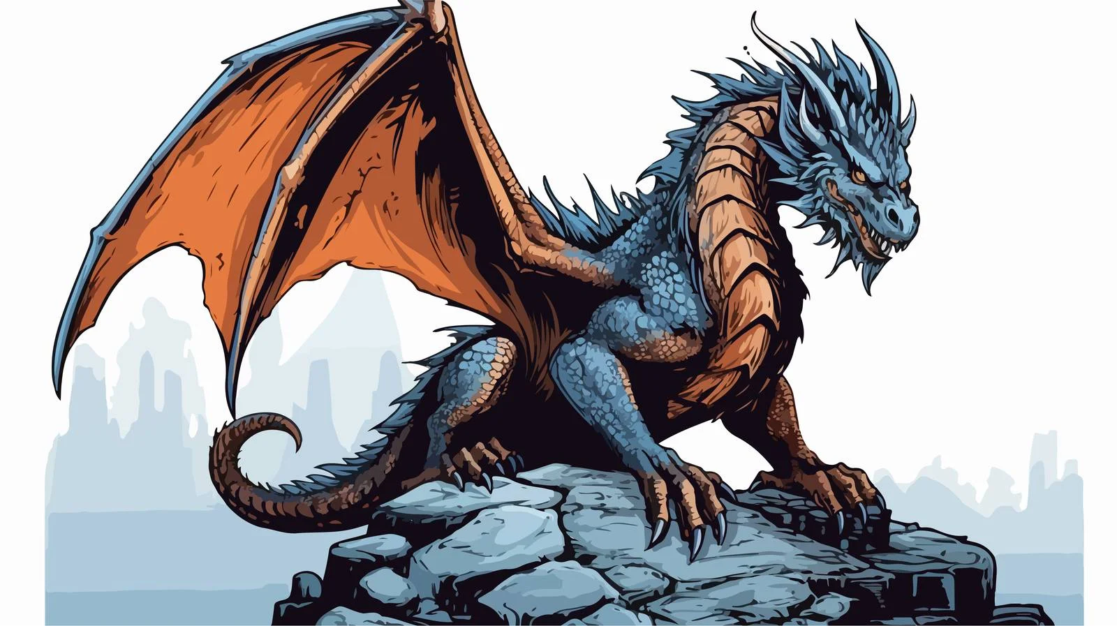 Fantasy Dragon Sitting Sketch Illustration — free download from Dotvec