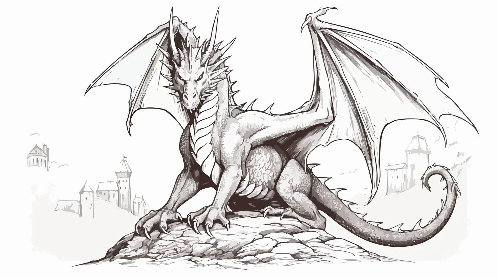 Fantasy Dragon Sketch Illustration — free download from Dotvec