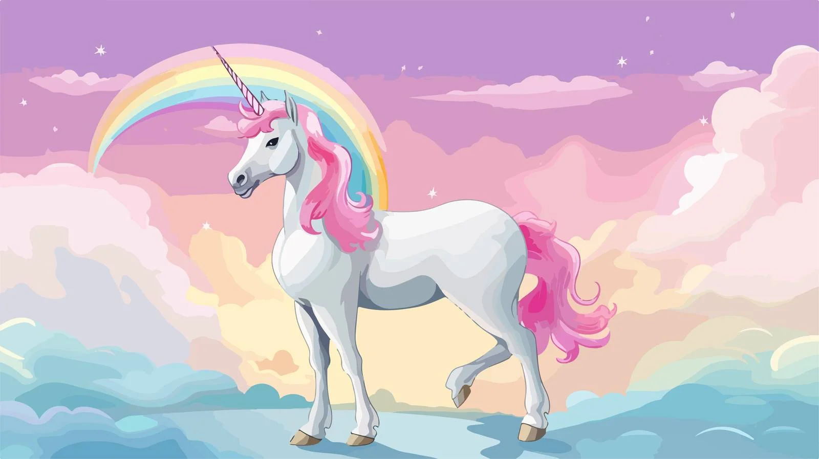 Graceful Fantasy Unicorn in Pastel Rain — free download from Dotvec
