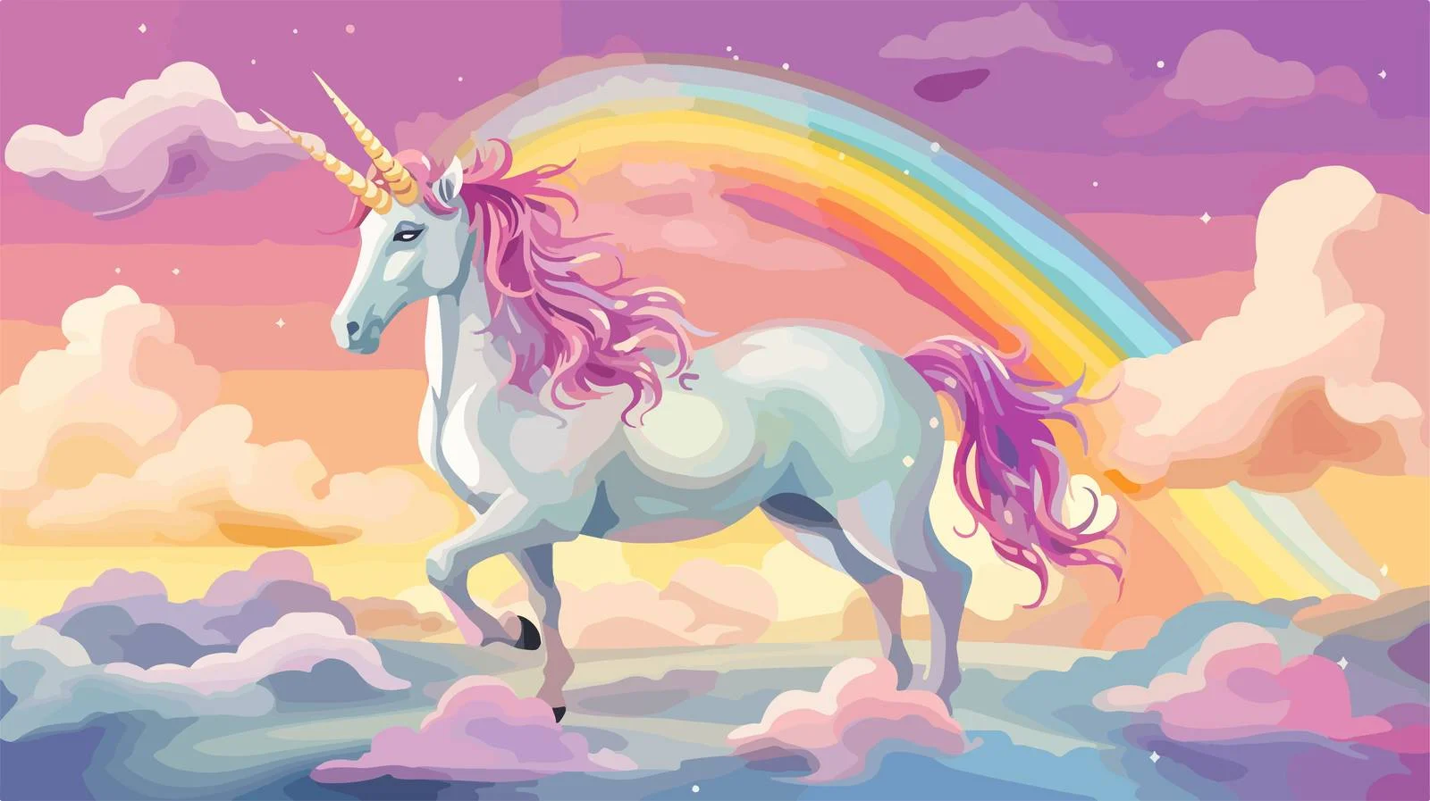 Majestic Unicorn Amid Pastel Rain — free download from Dotvec