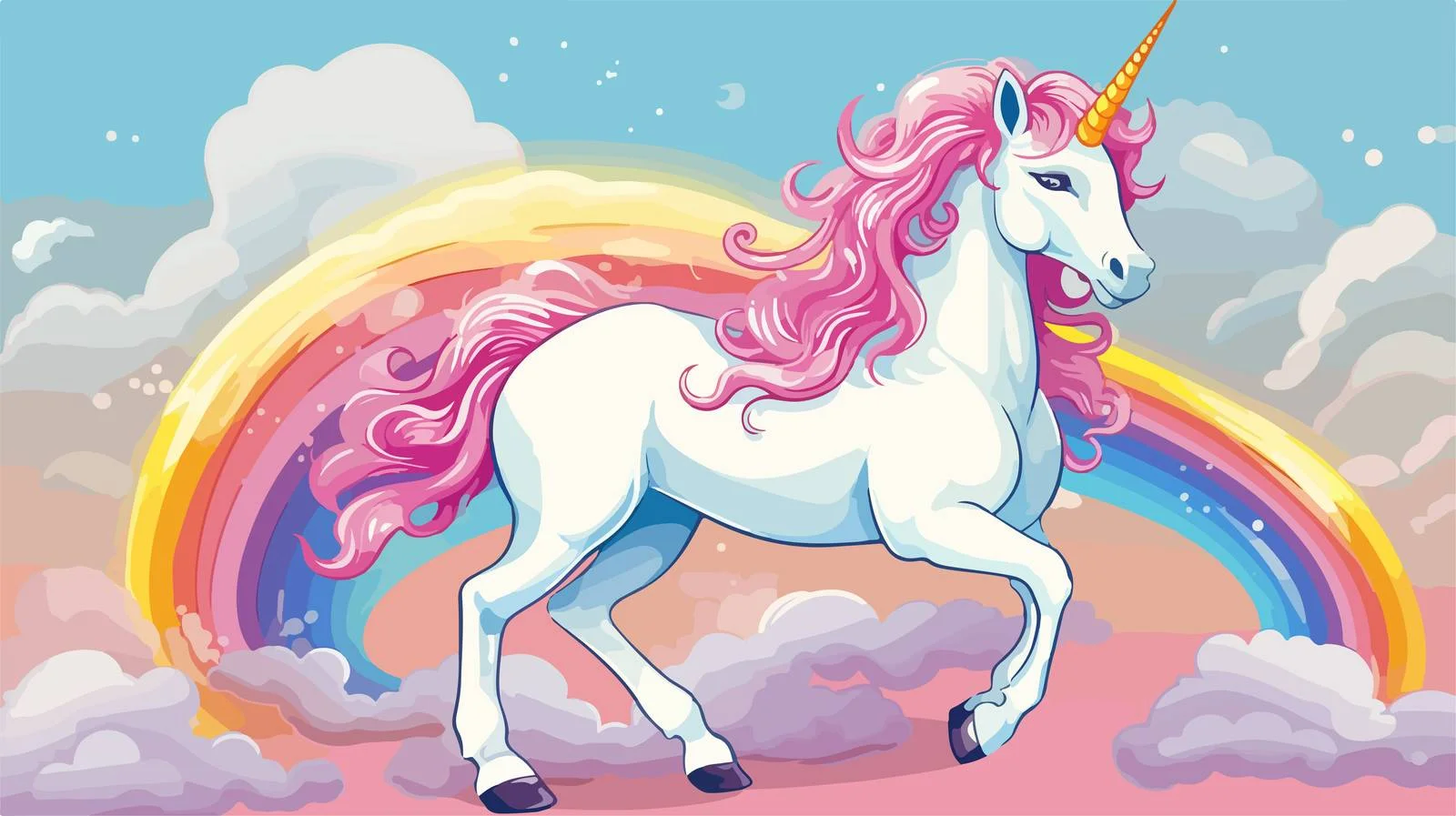 Majestic Unicorn on Pastel Rainbow — free download from Dotvec