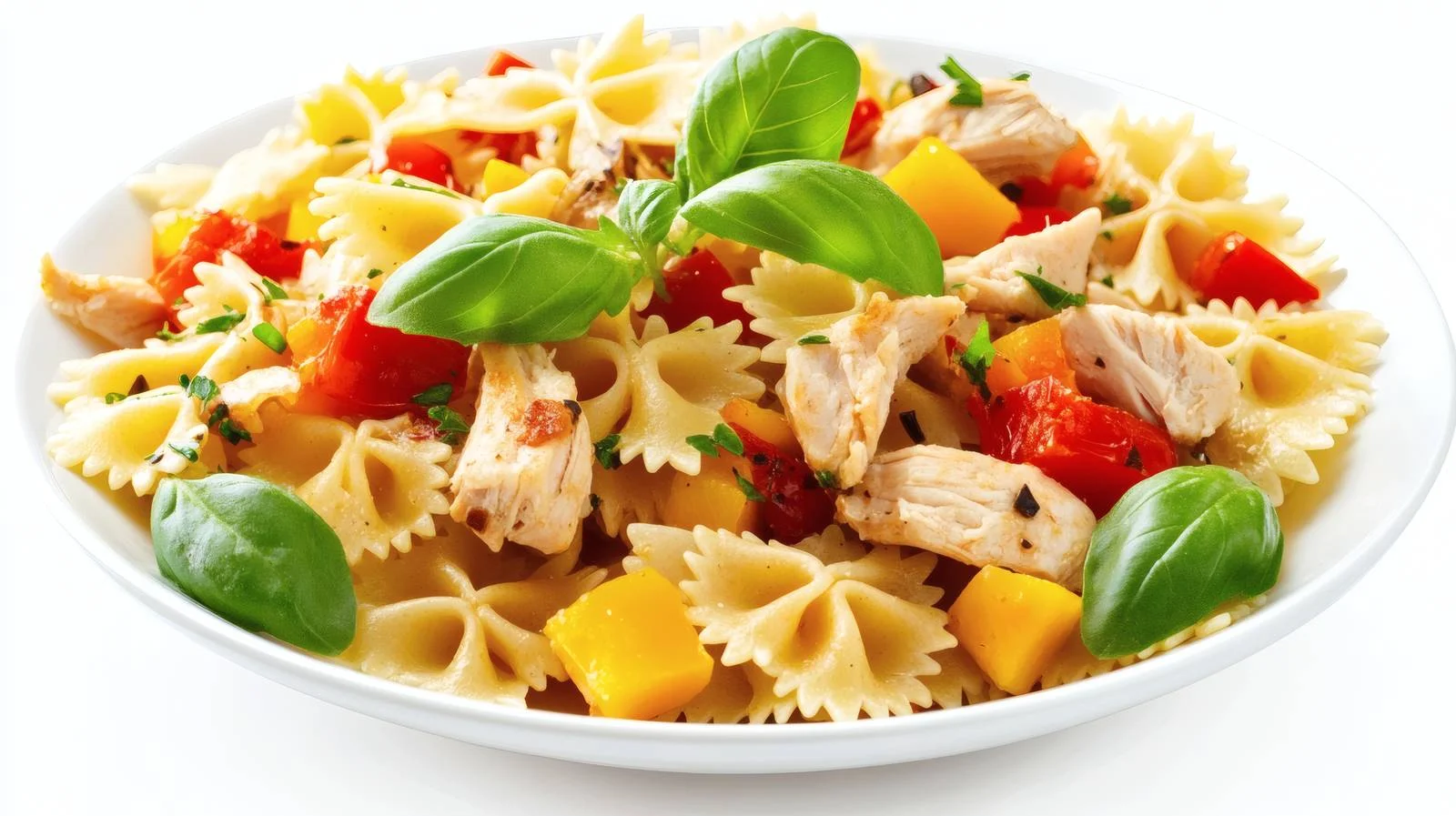 Savor Farfalle Chicken & Vegetable Delight Isolated — free download from Dotvec