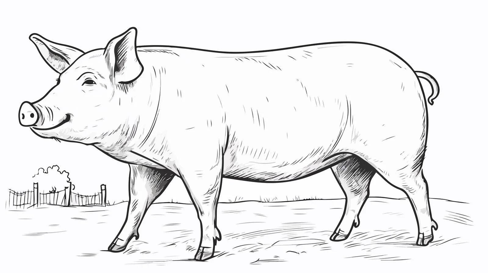 Hand-Drawn Farm Pig Doodle Vector Sketch — free download from Dotvec