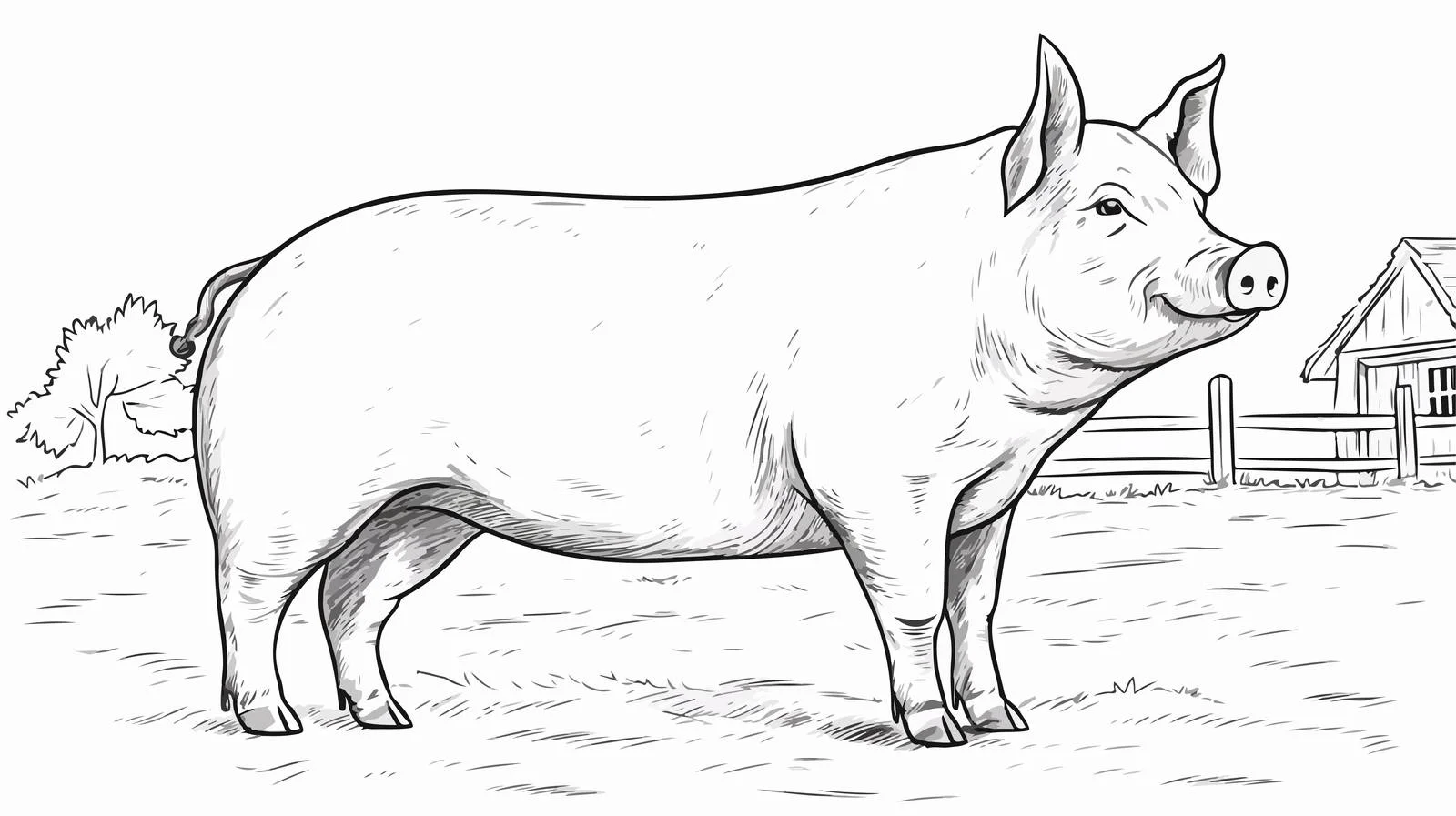 Hand-Drawn Pig Doodle Illustration — free download from Dotvec