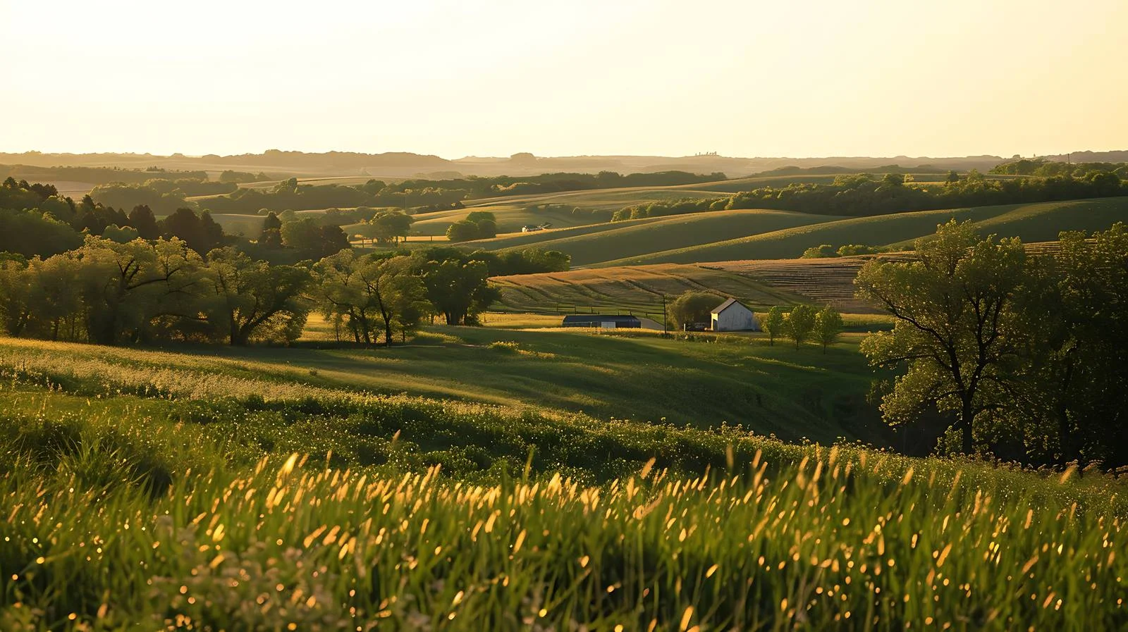 Tranquil Rural Landscape with Sunset Glow — free download from Dotvec