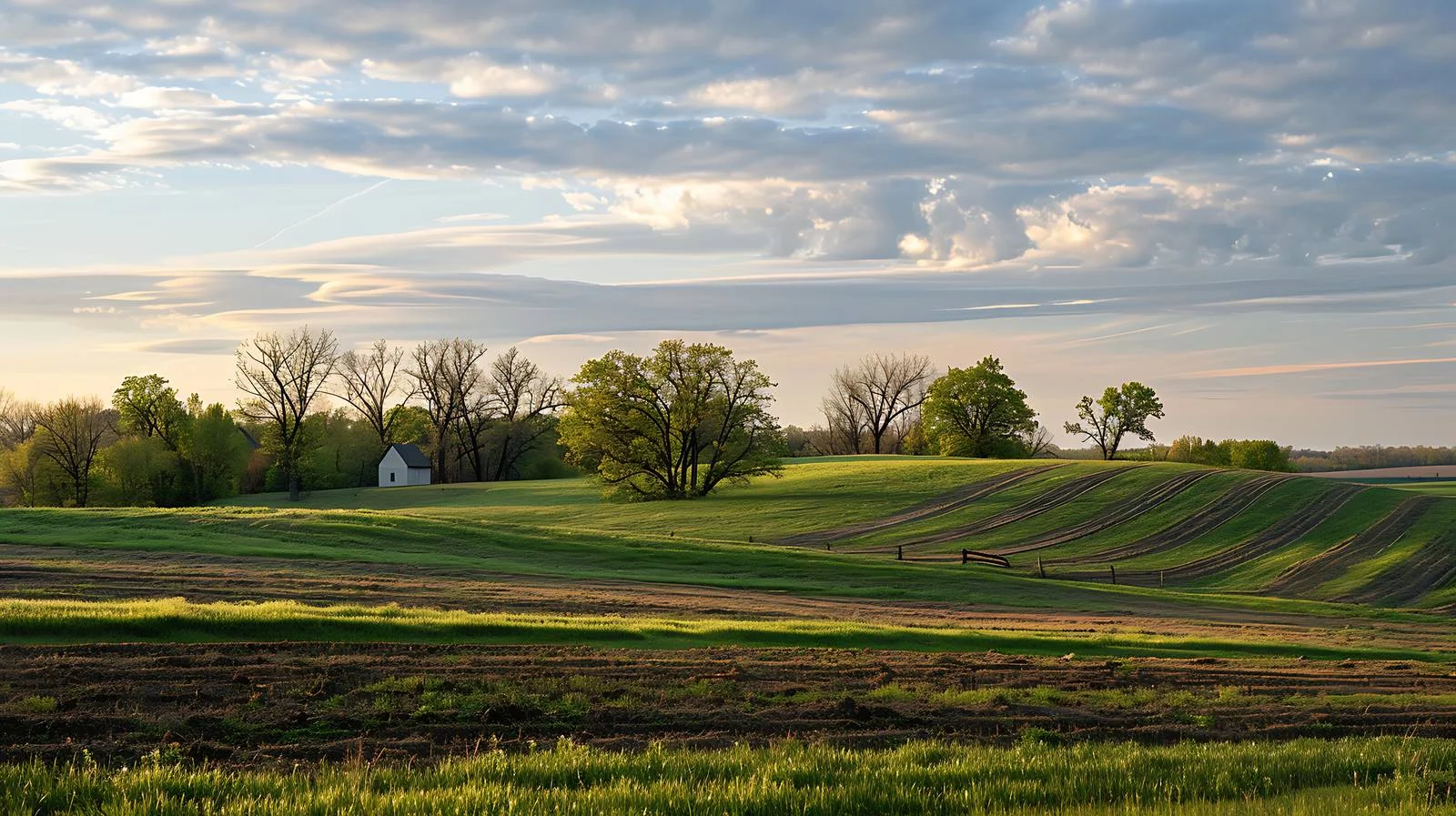 Rural Landscape with Sunset and Trees — free download from Dotvec