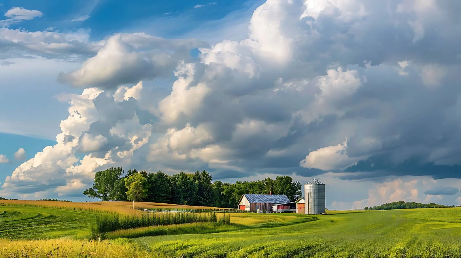 Summer Skies Over Lush Farm Fields — free download from Dotvec